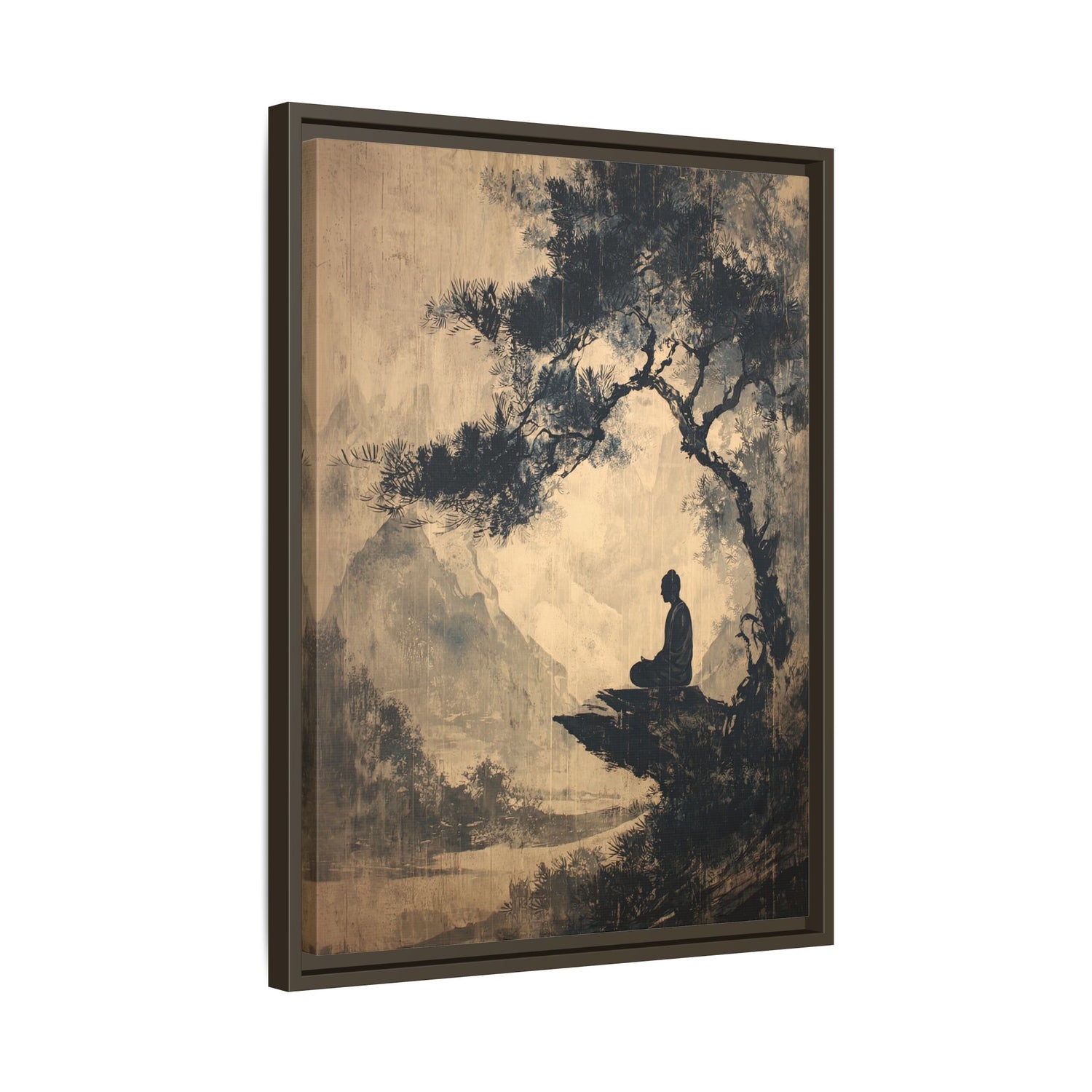 Framed Canvas - Mountain Tree Zen Silence