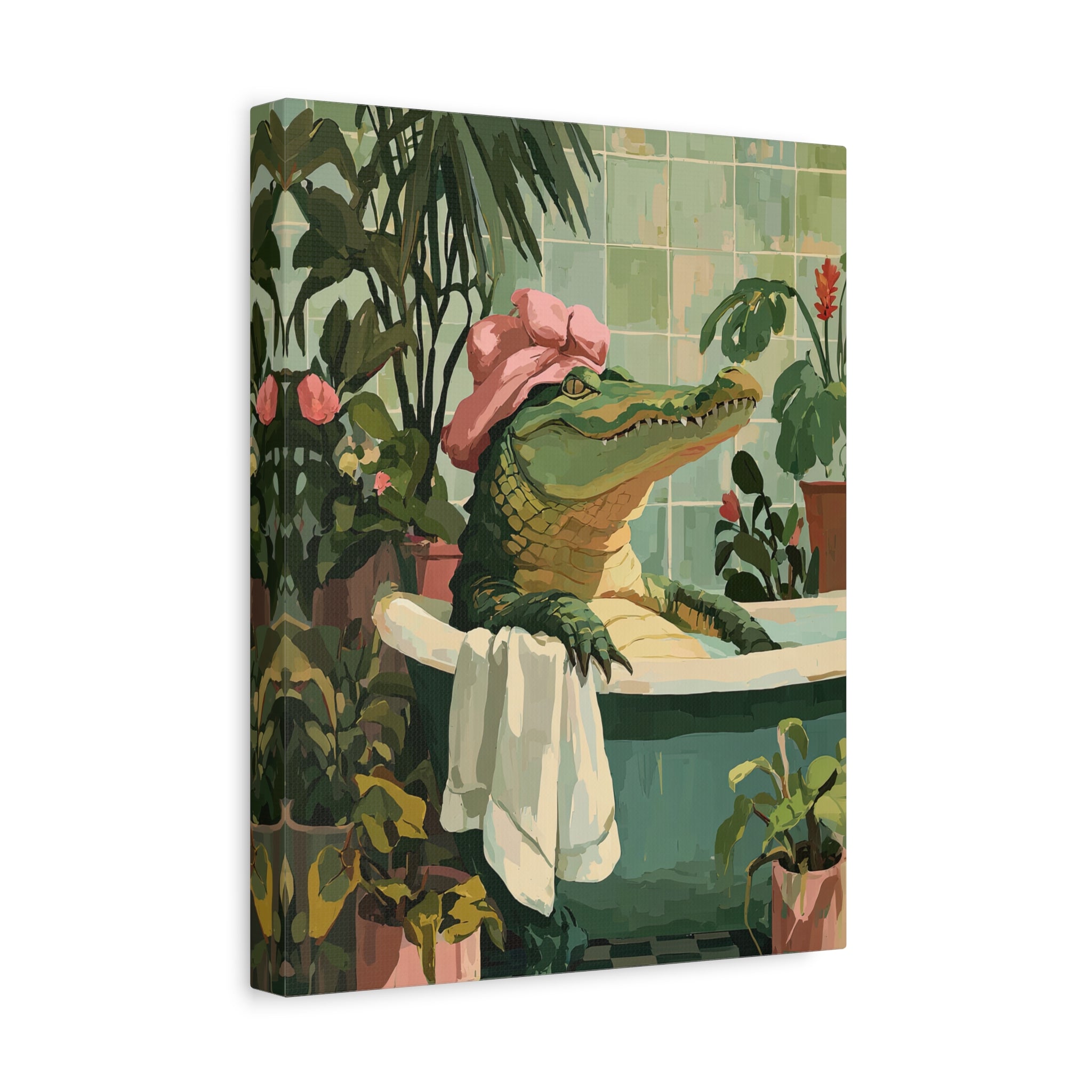 1.25" Matte Canvas - Bathtub Alligator Spa Day
