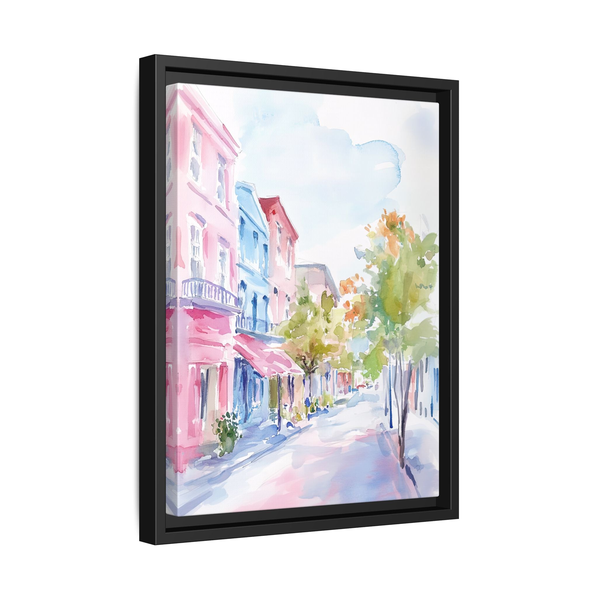 Framed Canvas - Pastel Charleston Street Scene