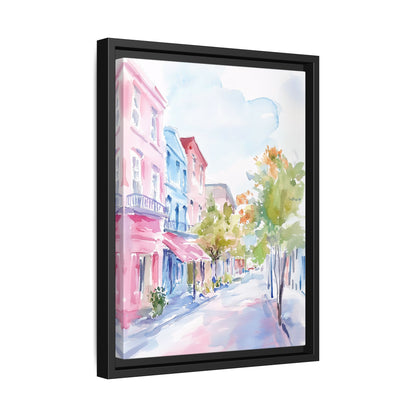 Framed Canvas - Pastel Charleston Street Scene