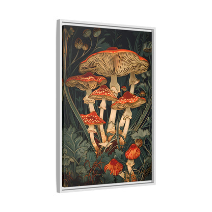 Framed Canvas - Woodland Mushrooms Revival
