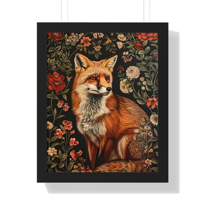 Framed Paper Print - Fox Amongst Floral Whimsy