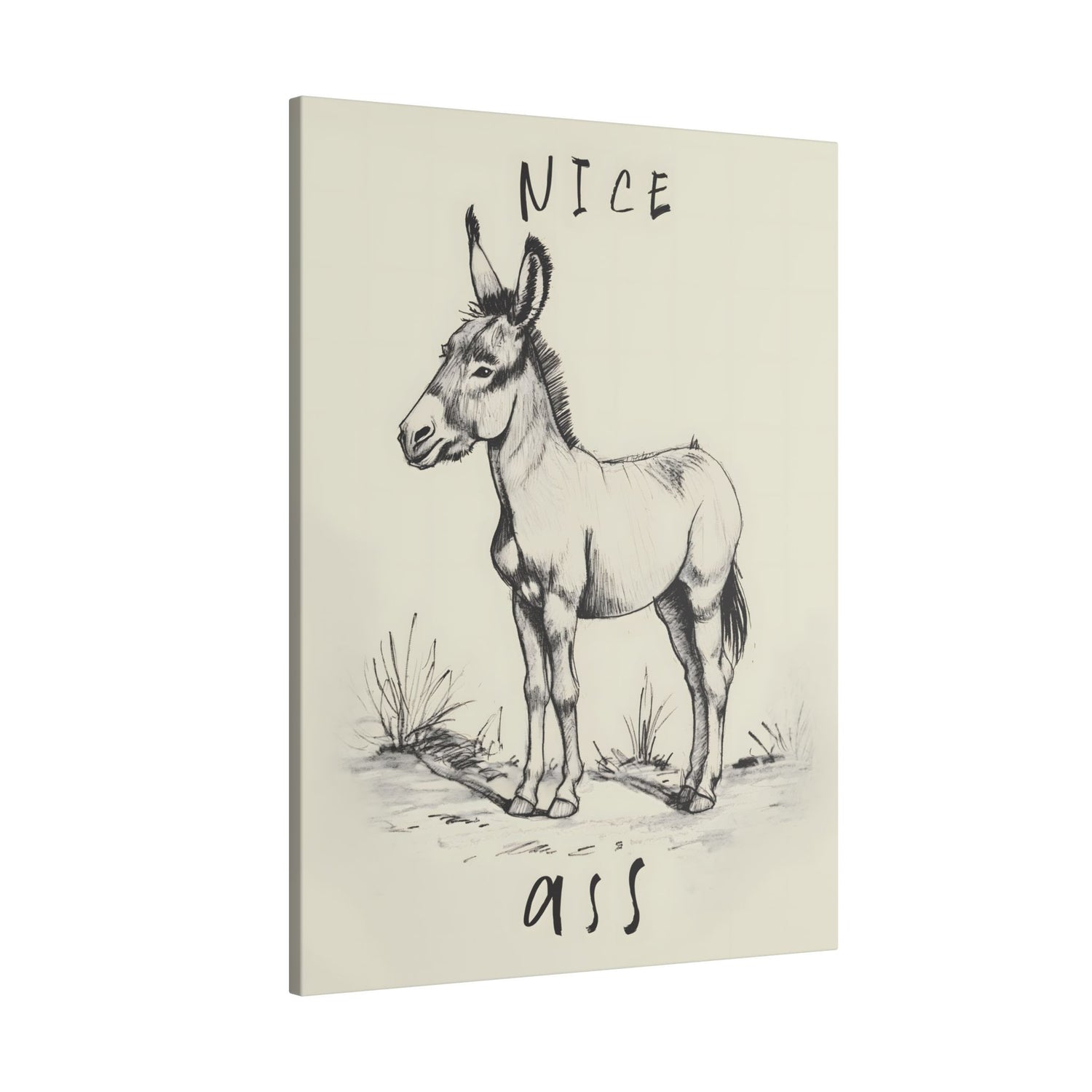 .75&quot; Matte Canvas - Donkey Line Art Humor