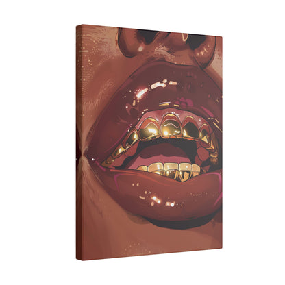 .75&quot; Matte Canvas - Gold Grills Glam Closeup