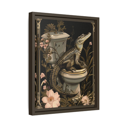 Framed Canvas - Toilet Gator Floral Surprise