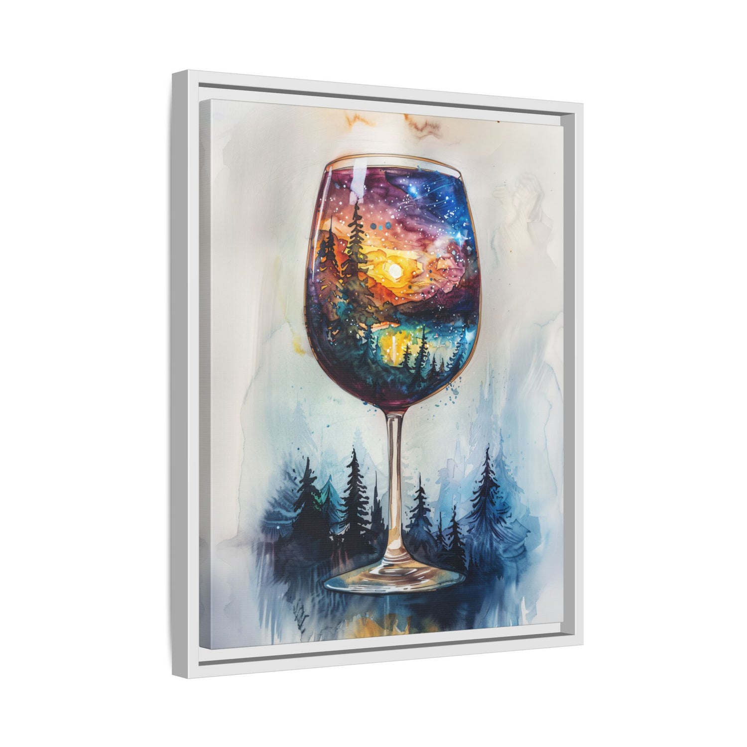 Framed Canvas - Galaxy Within the Wine Glass