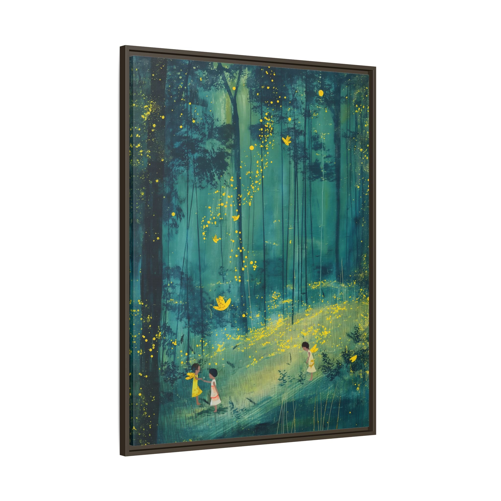 Framed Canvas - Enchanted Firefly Forest
