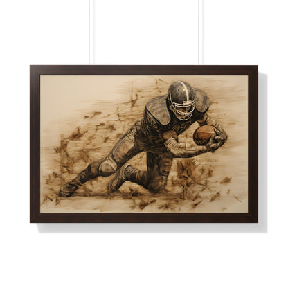 Framed Paper Print - Rustic Quarterback Dive