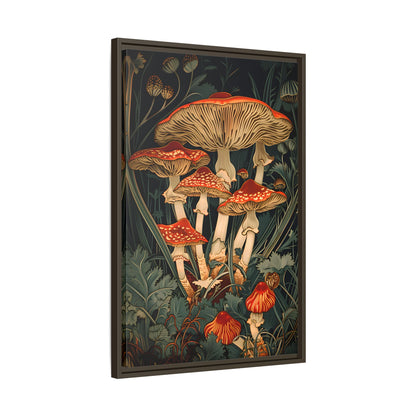 Framed Canvas - Woodland Mushrooms Revival