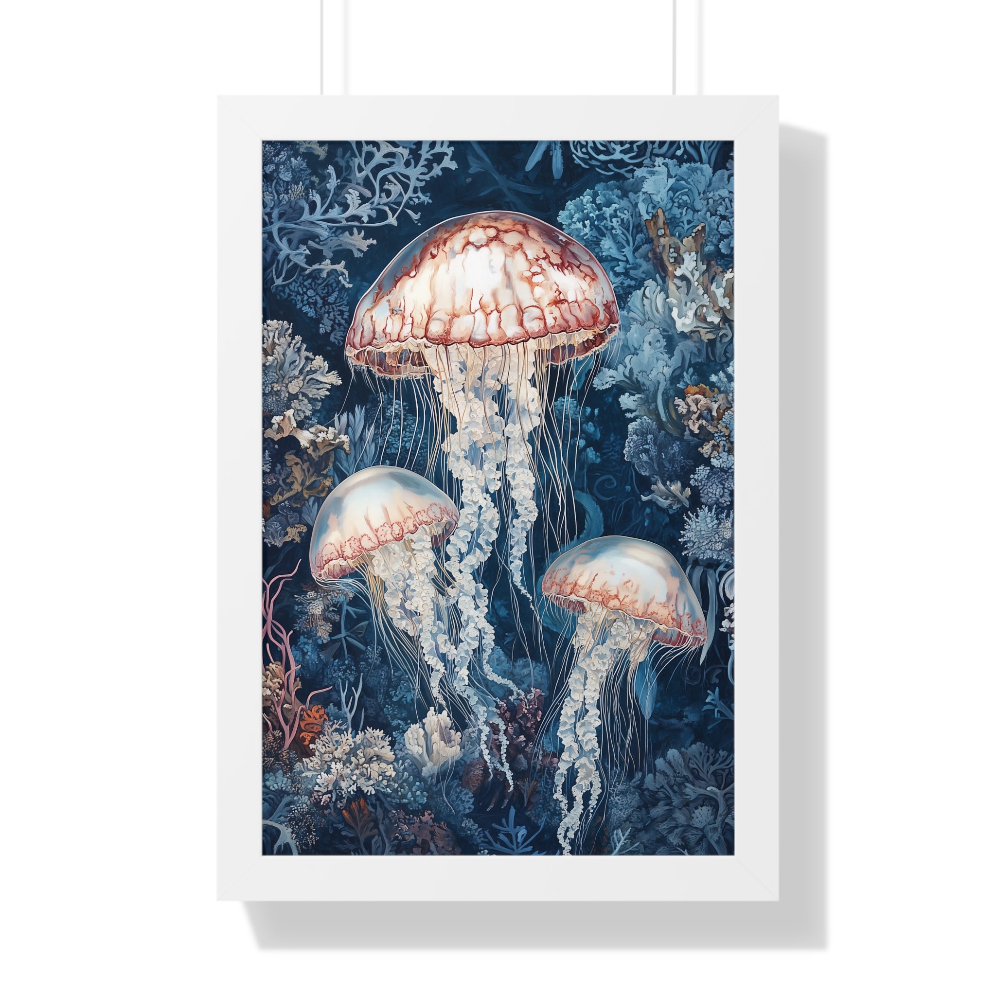 Framed Paper Print - Ethereal Ocean Jellyfish