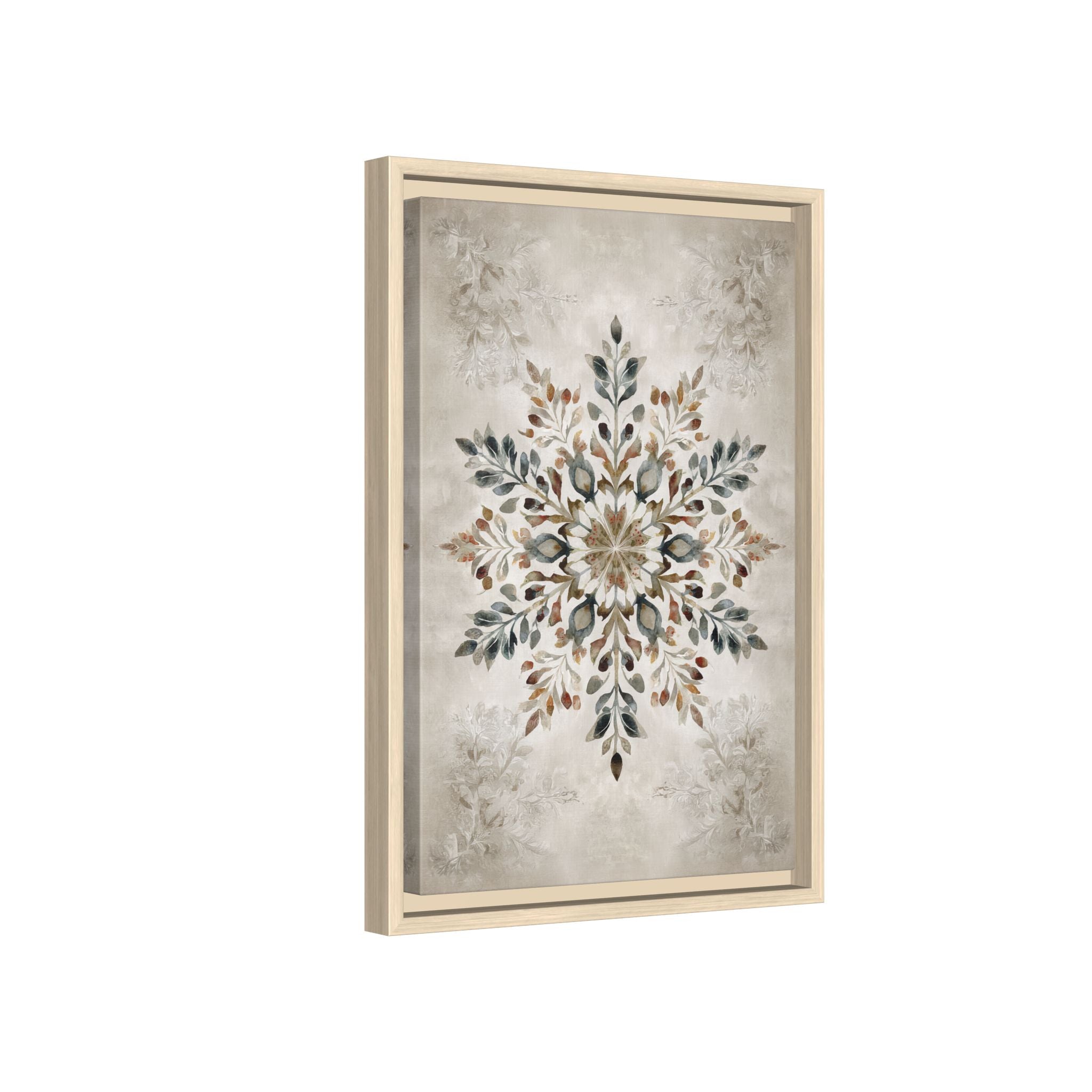 Framed Canvas - Nordic Botanical Snowflake