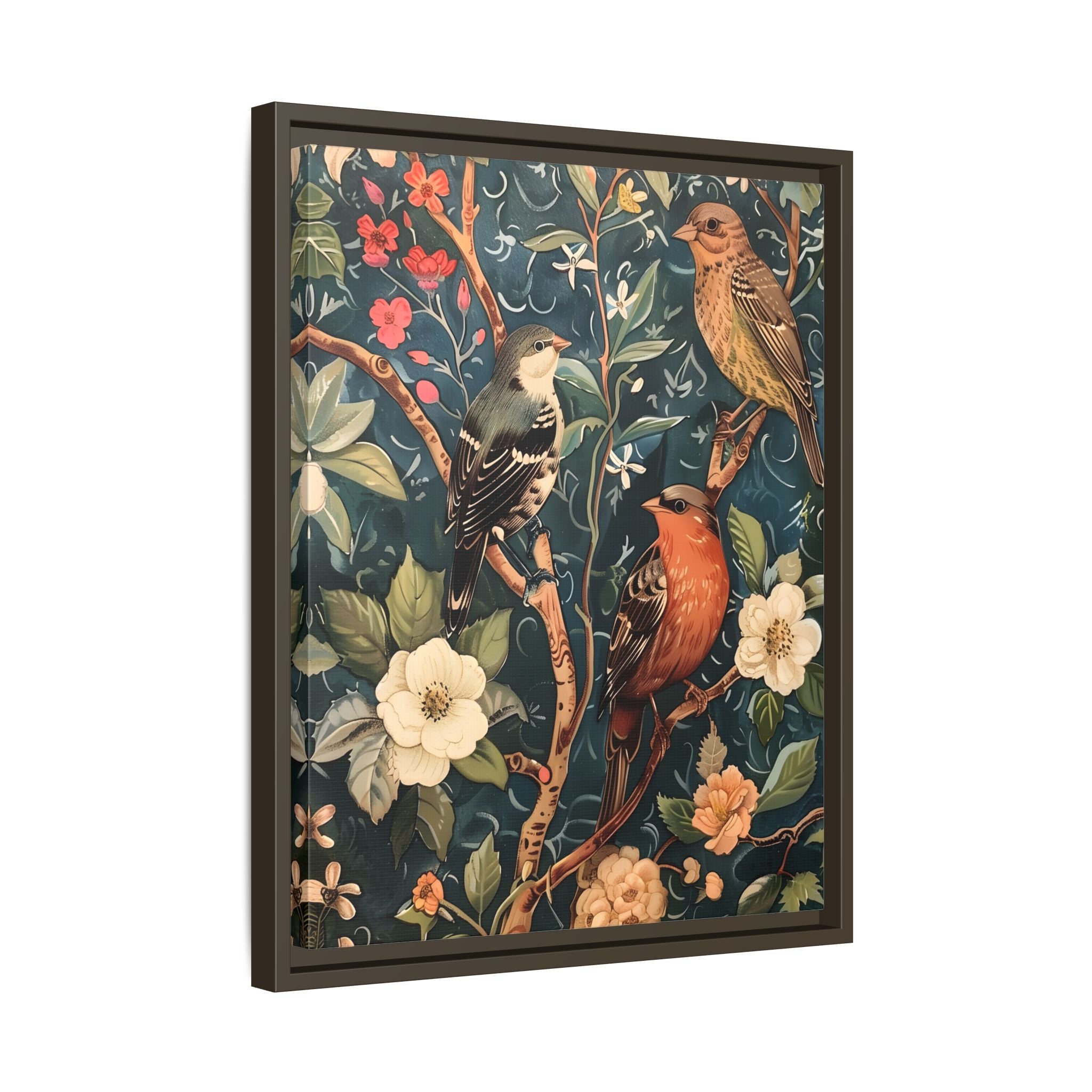 Framed Canvas - Robin and Sparrow Symphony