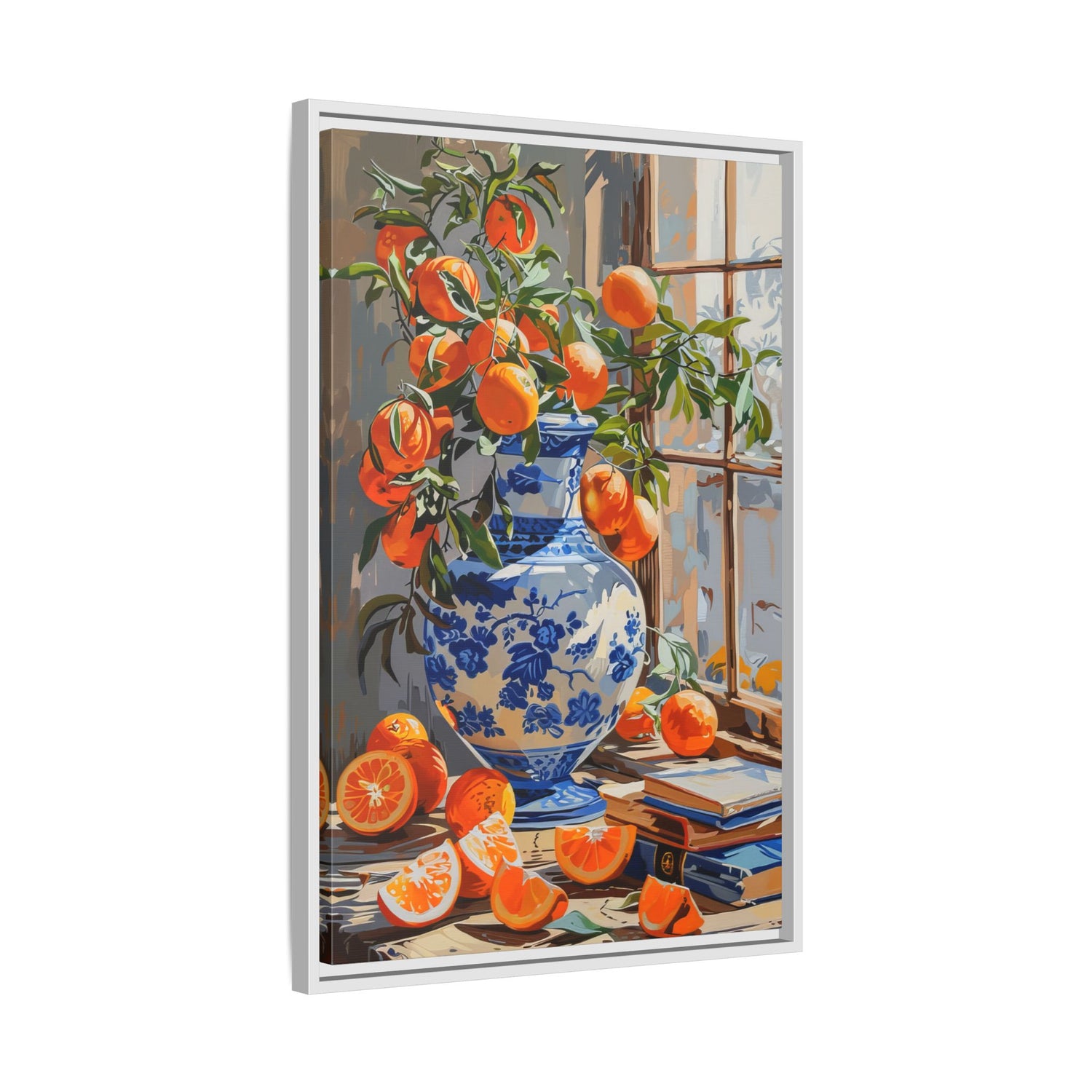 Framed Canvas - Sunlit Citrus &amp; Porcelain