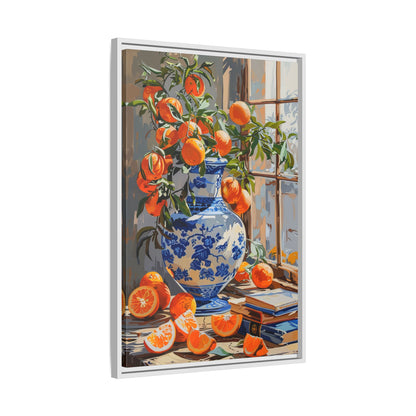 Framed Canvas - Sunlit Citrus &amp; Porcelain