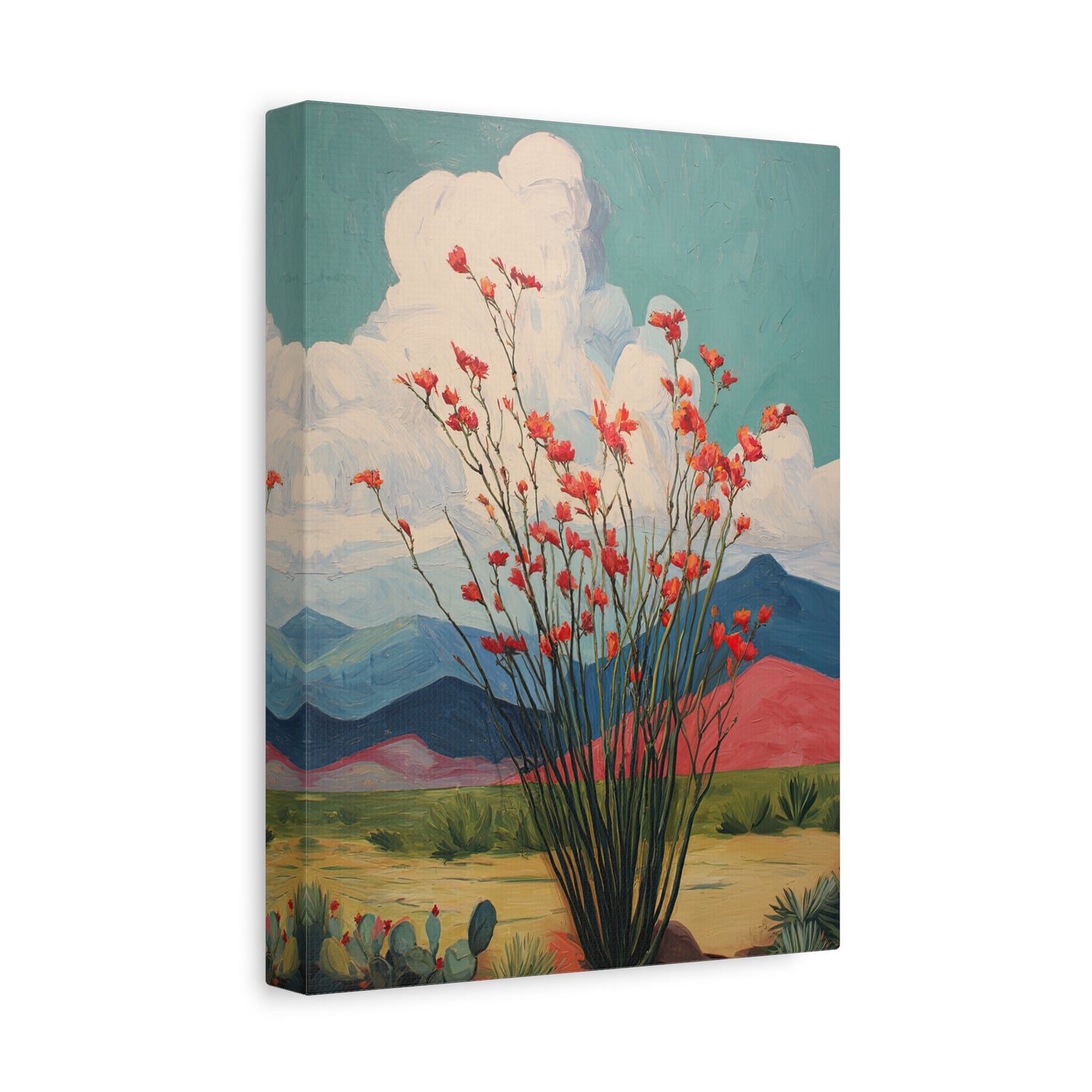 1.25" Matte Canvas - Ocotillo Cactus Desert Bloom