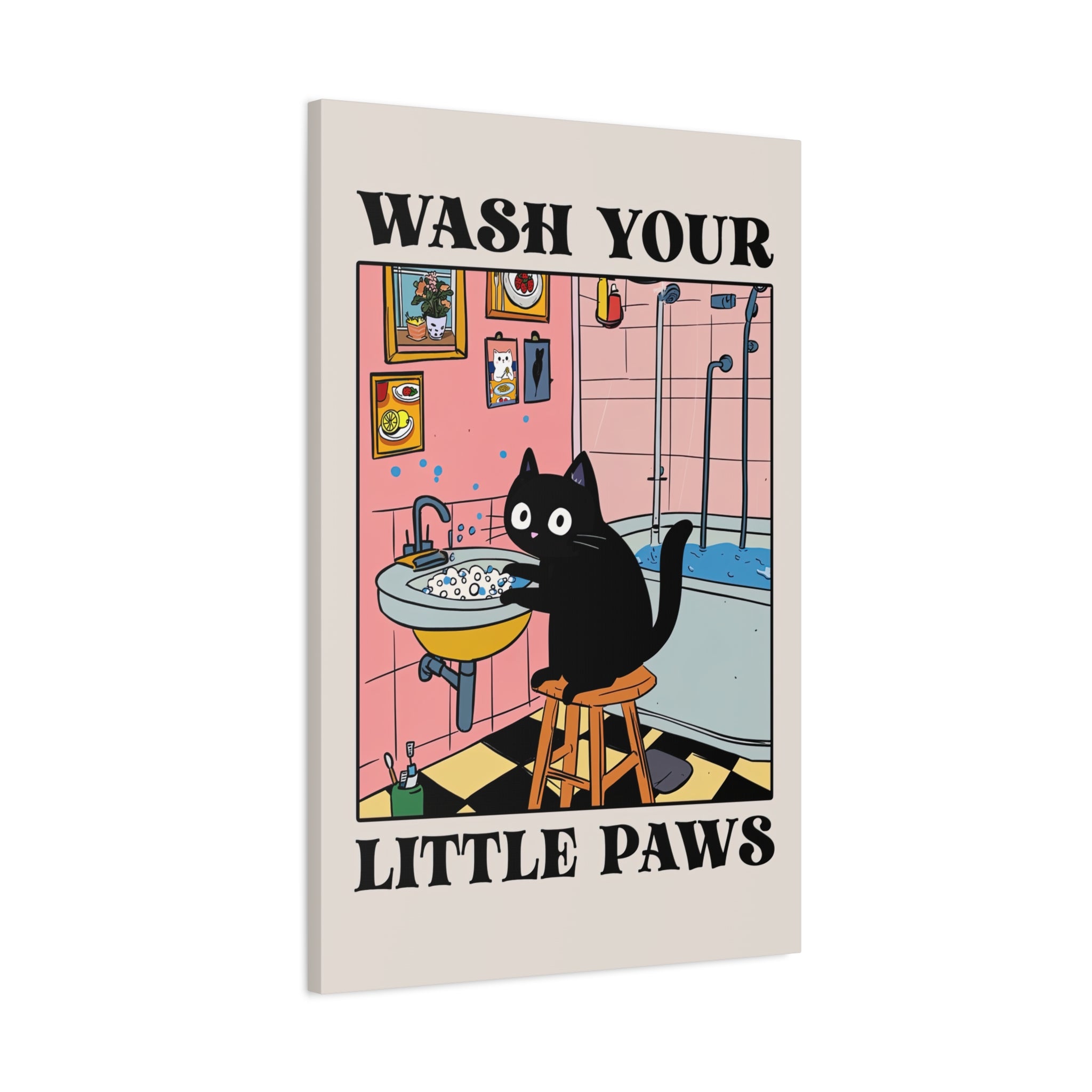 1.25" Matte Canvas - Wash Your Little Paws Cat