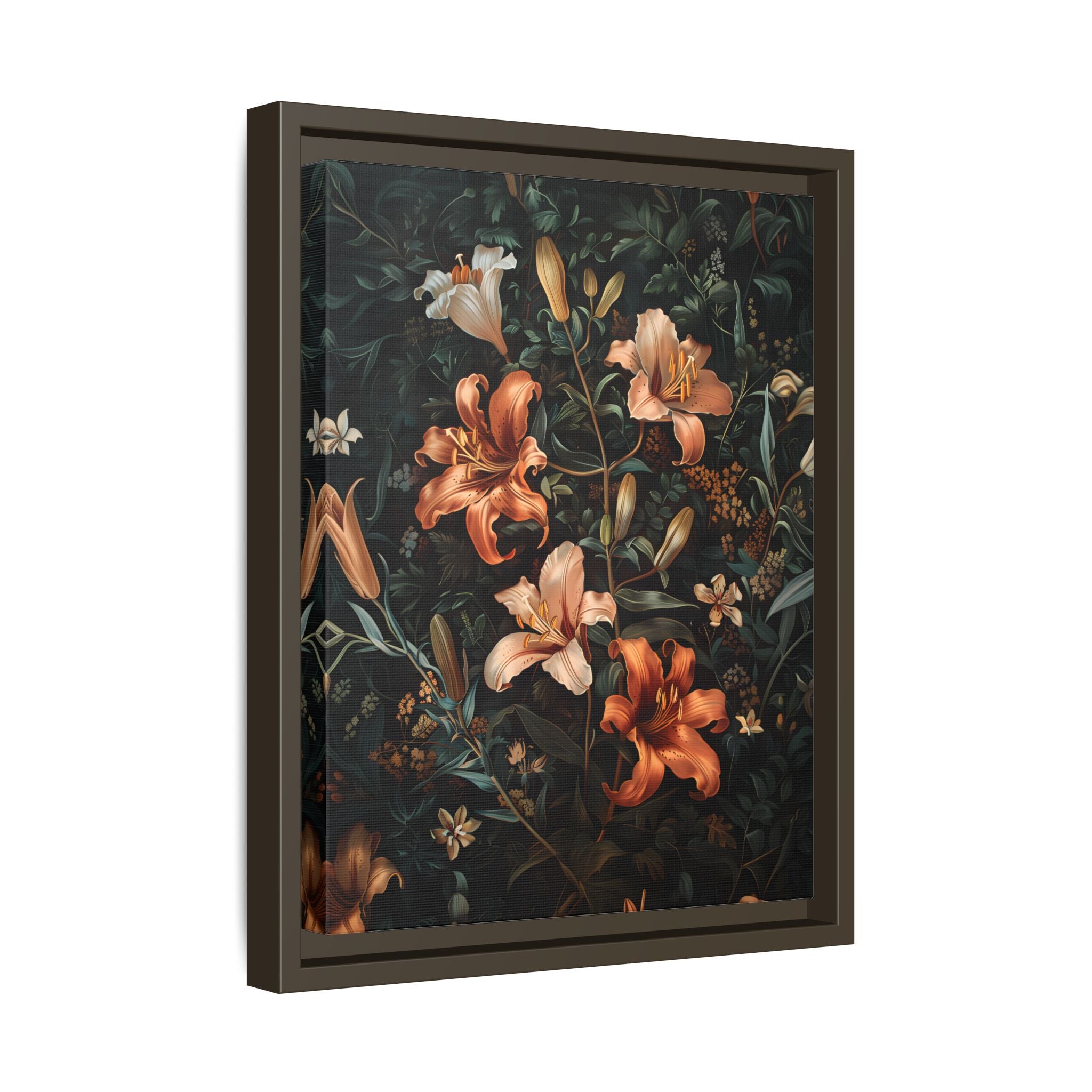 Framed Canvas - Elegant Blooming Lilies