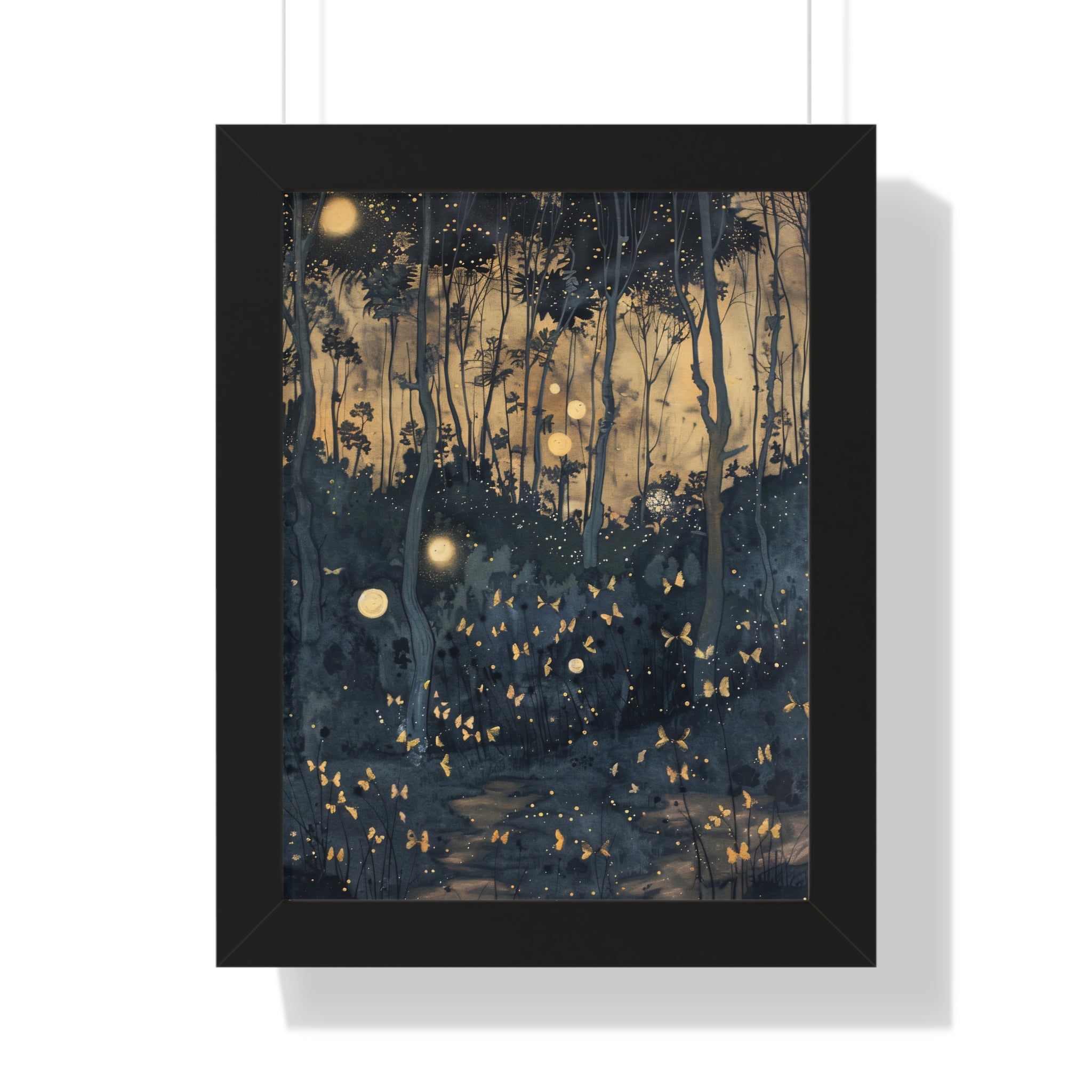 Framed Paper Print - Golden Firefly Nightscape