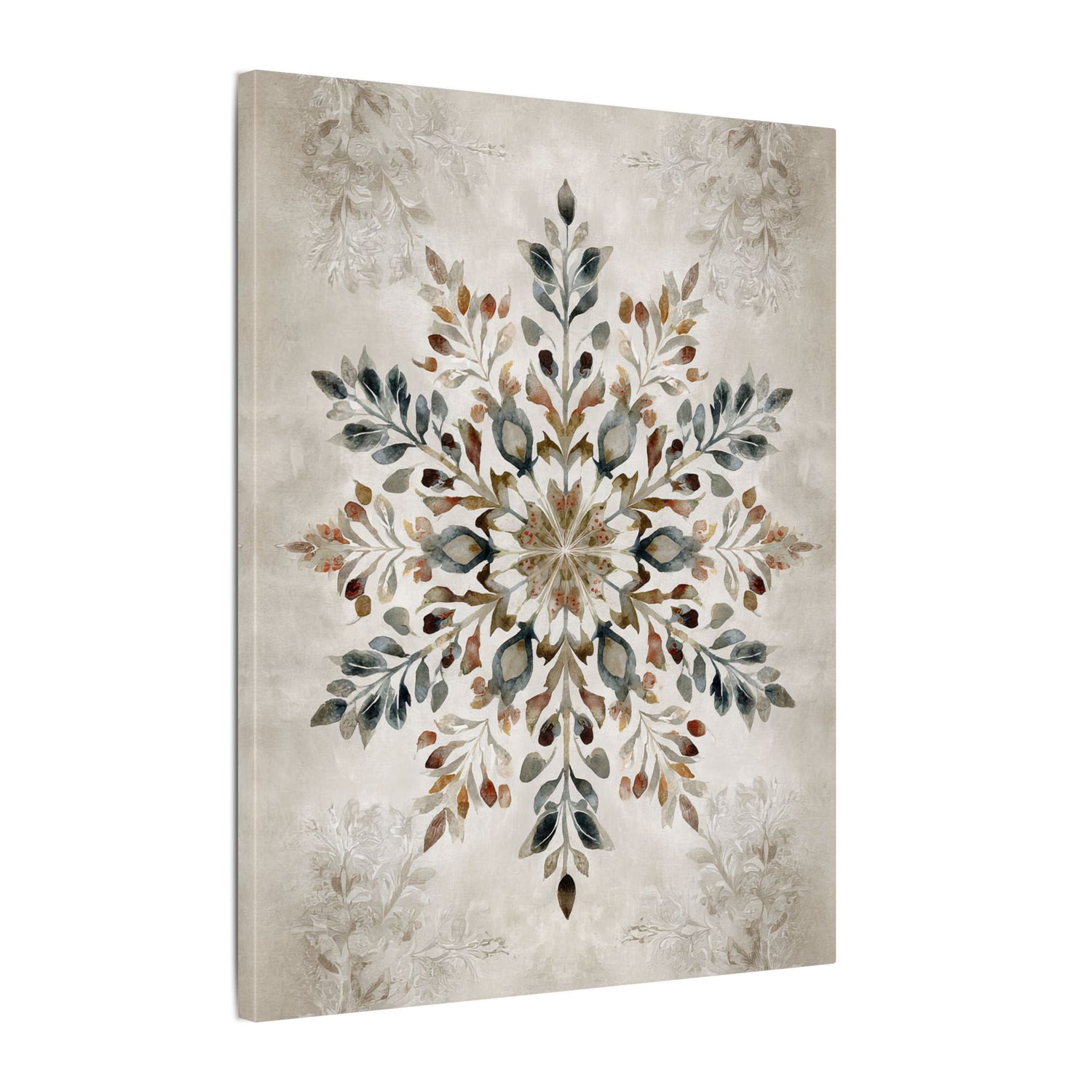 .75" Matte Canvas - Nordic Botanical Snowflake