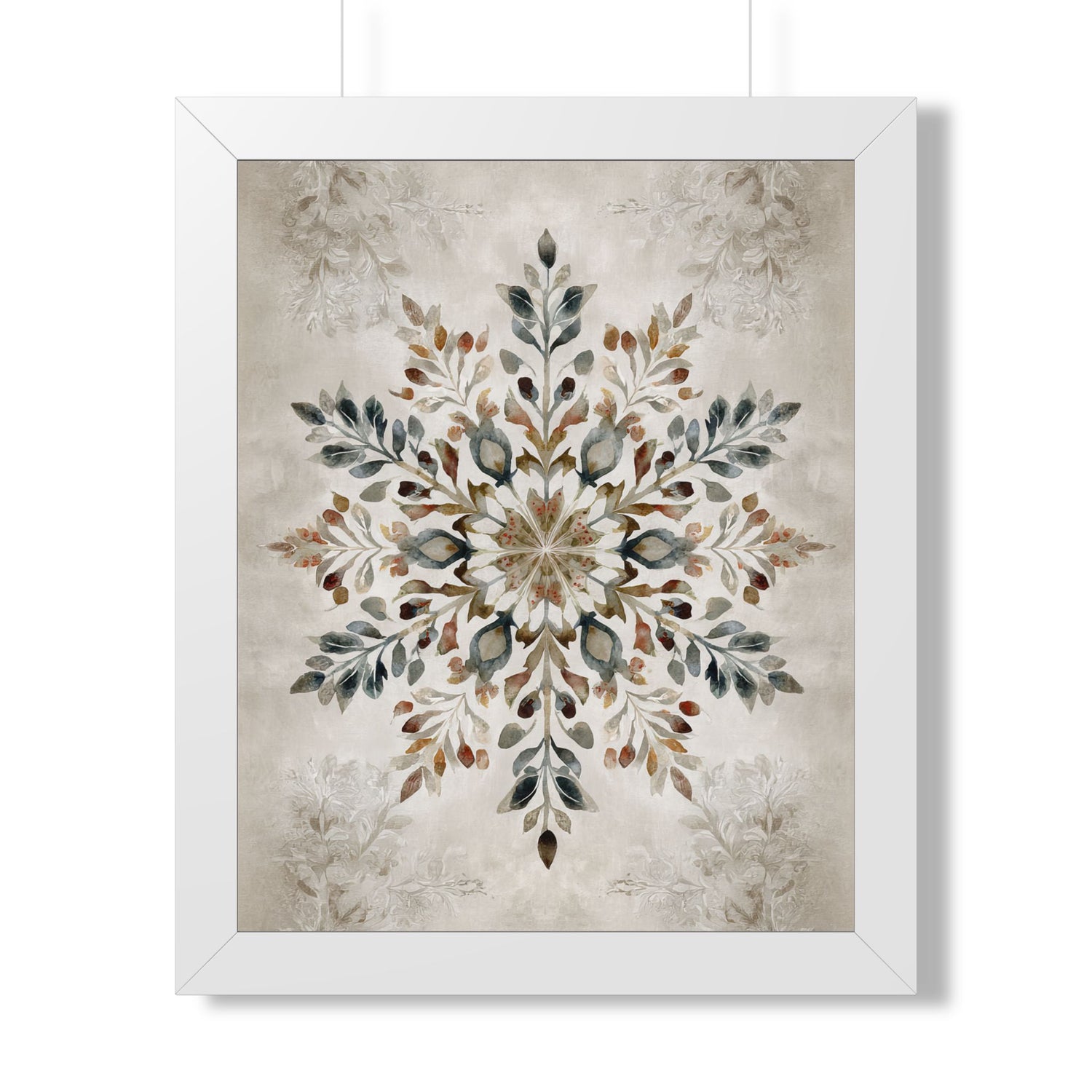 Framed Paper Print - Nordic Botanical Snowflake