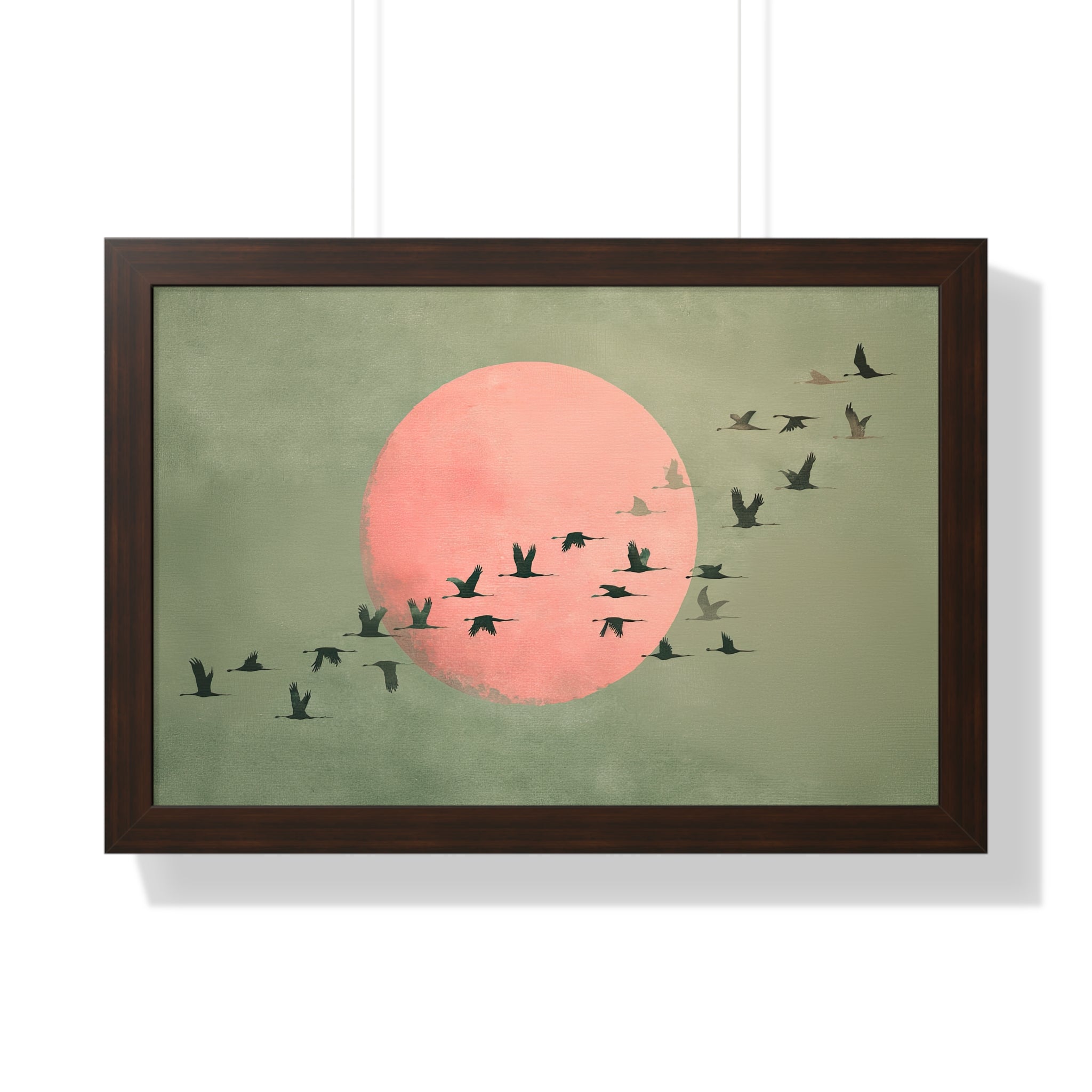 Framed Paper Print - Blush Moon Bird Migration