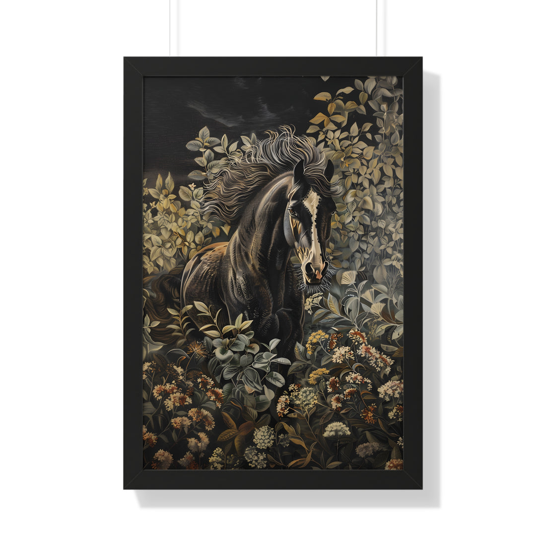 Framed Paper Print - Equine Elegance in Twilight Bloom