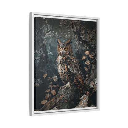 Framed Canvas - Midnight Watchful Owl