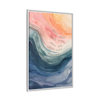 Framed Canvas - Inhale Exhale Watercolor Calm