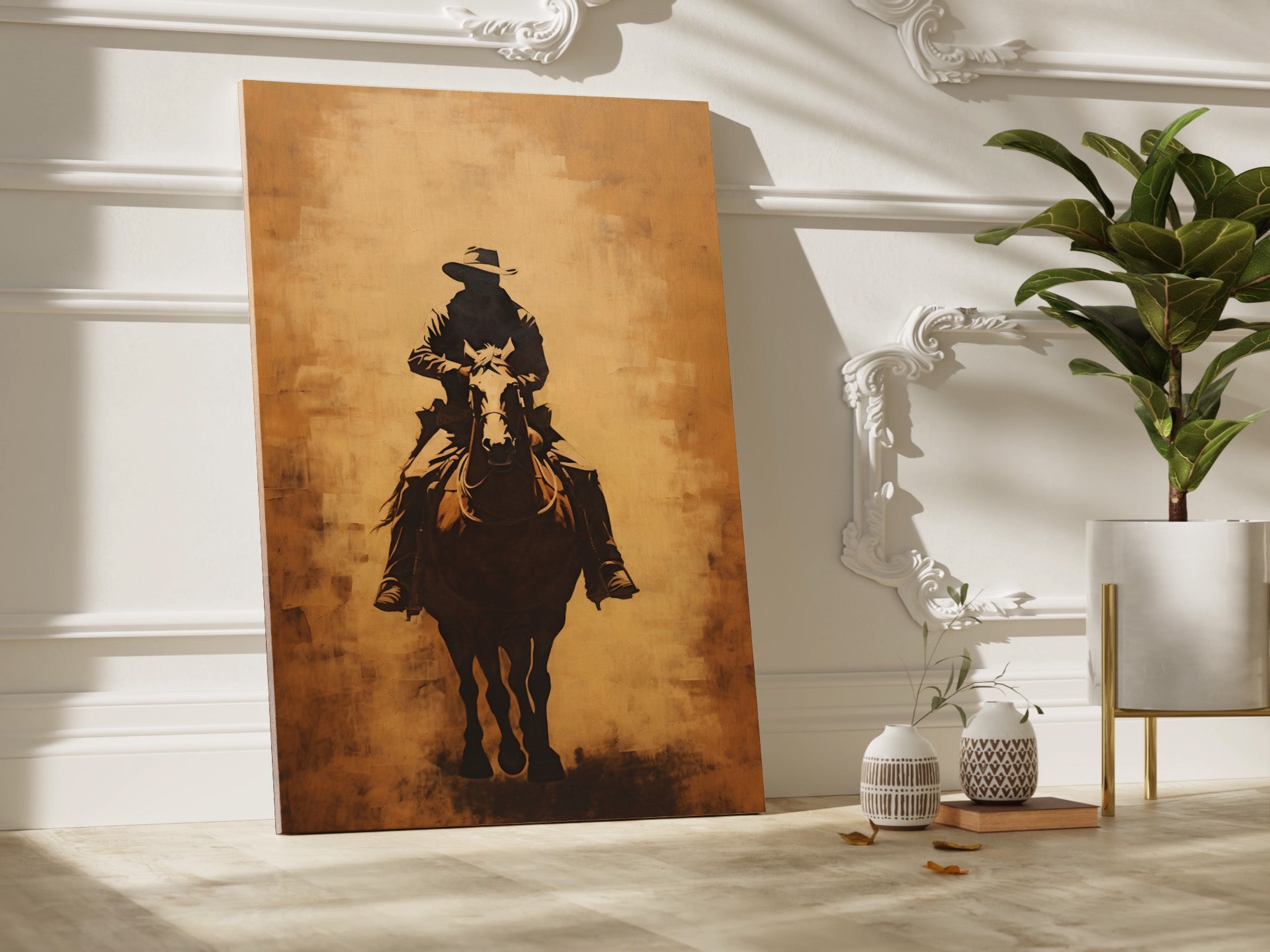 .75&quot; Matte Canvas - Cowboy Rider Silhouette