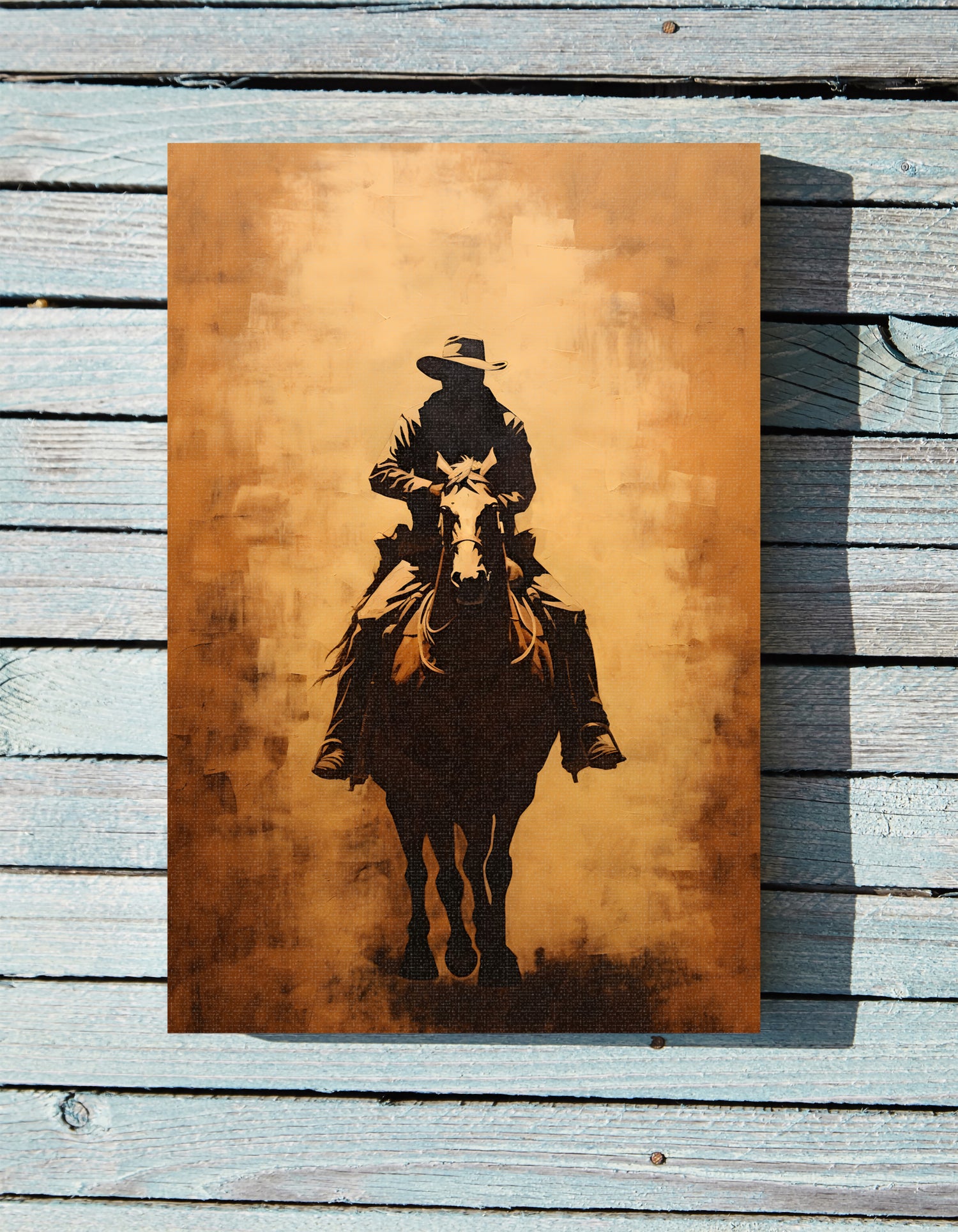 .75&quot; Matte Canvas - Cowboy Rider Silhouette