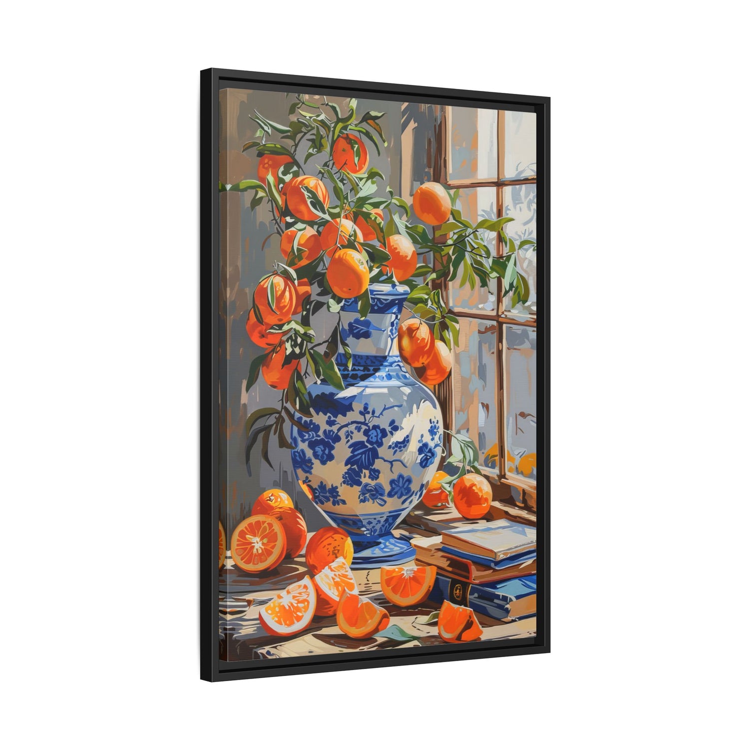 Framed Canvas - Sunlit Citrus &amp; Porcelain