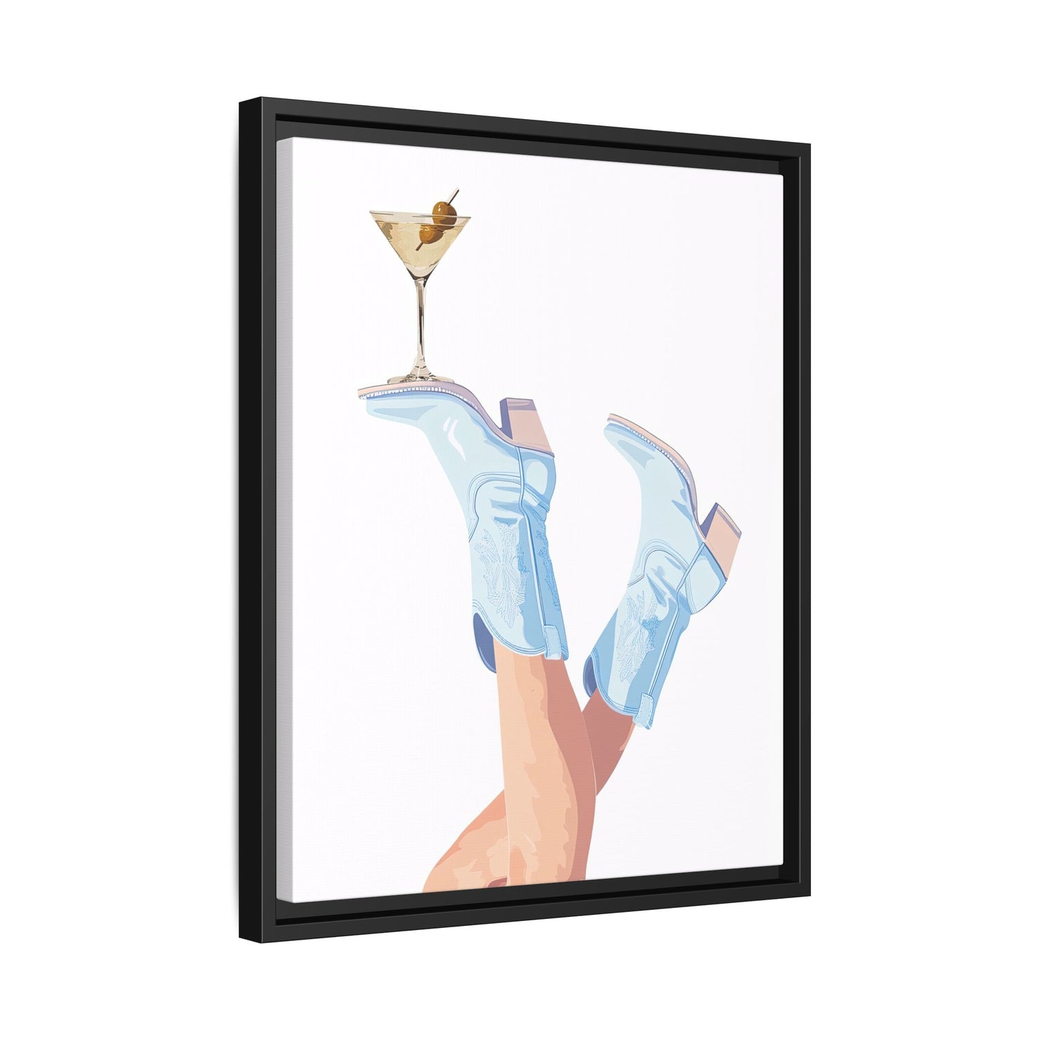 Framed Canvas - Boots Up, Cheers Babe