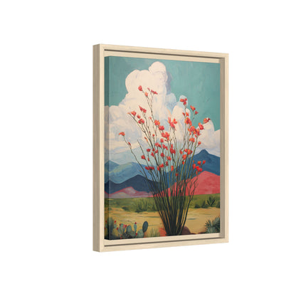 Framed Canvas - Ocotillo Cactus Desert Bloom