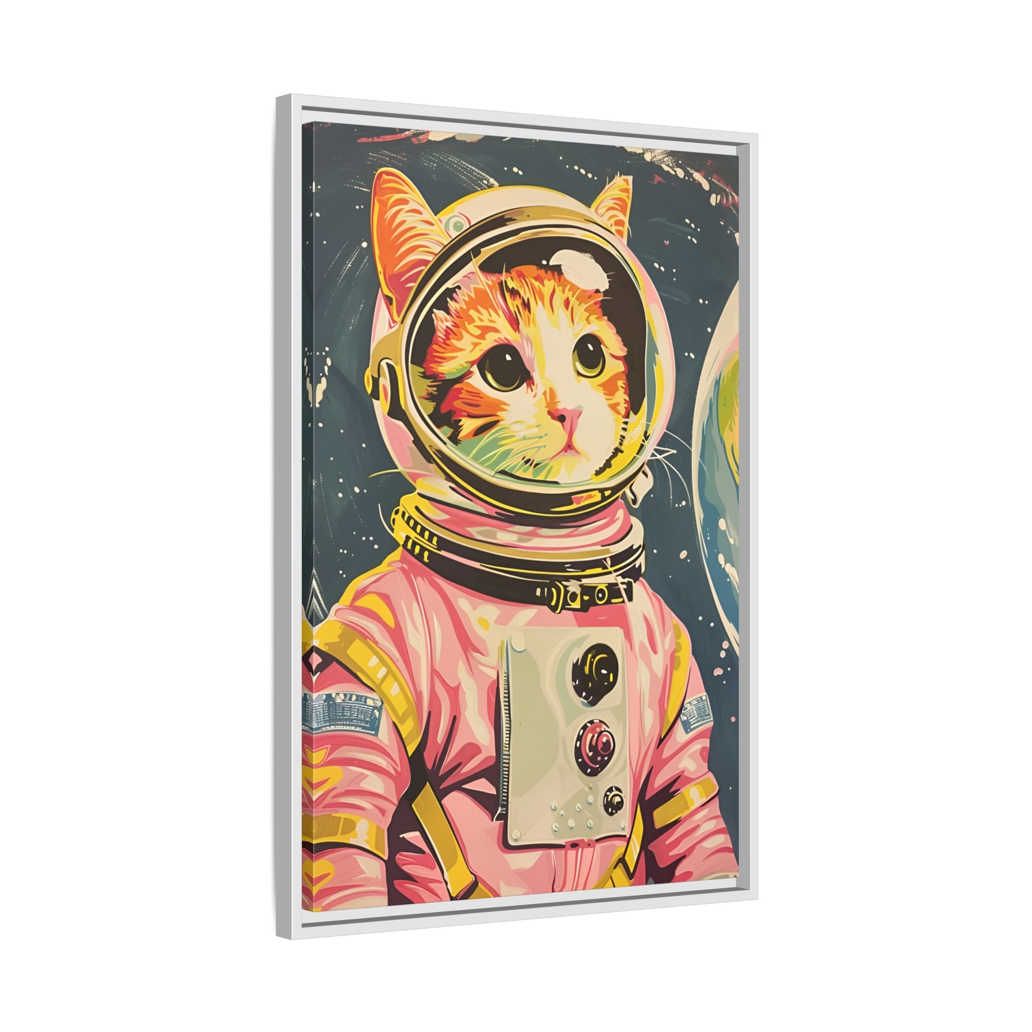 Framed Canvas - Catstronaut Pink Mission