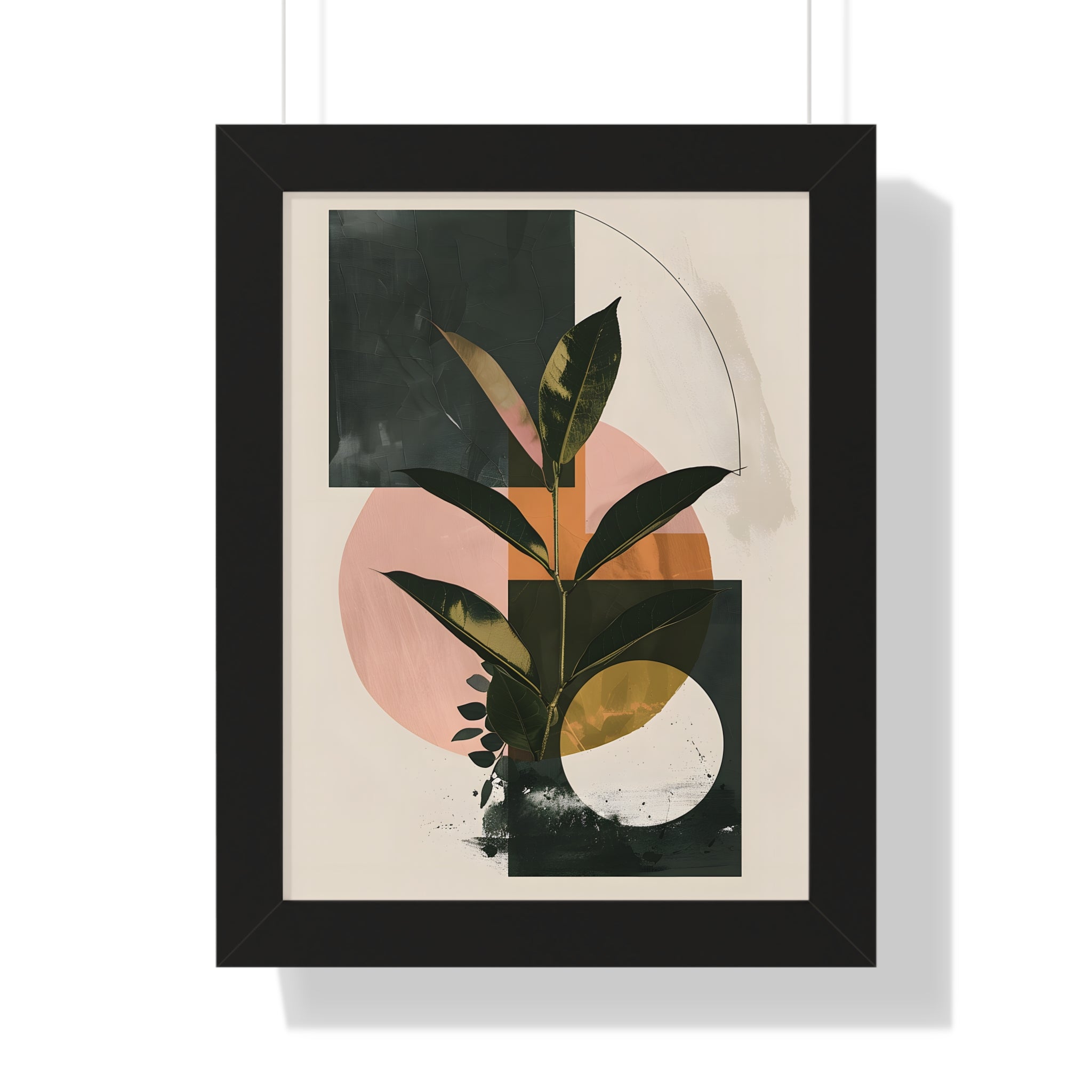 Framed Paper Print - Blush Geometry Leafscape