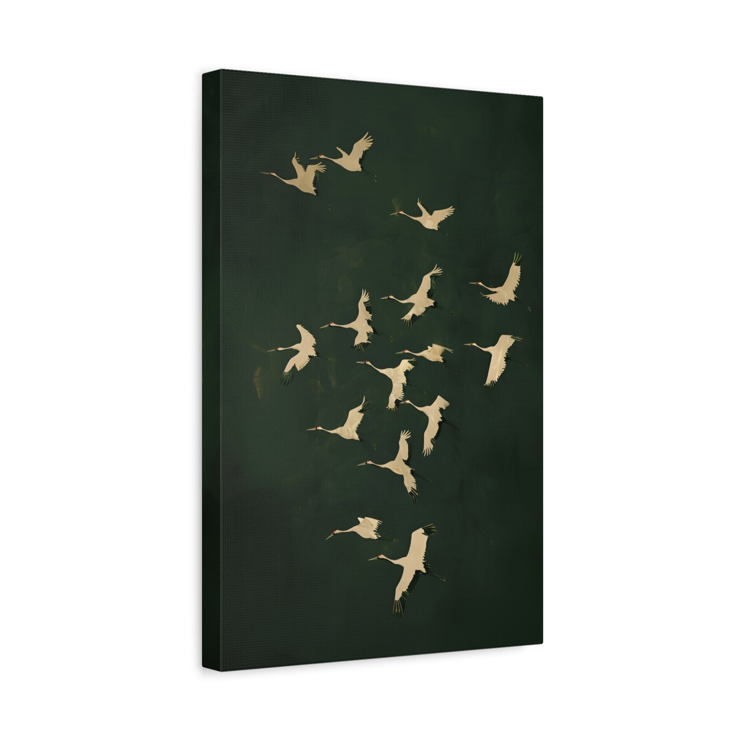 1.25" Matte Canvas - Emerald Sky Japanese Cranes