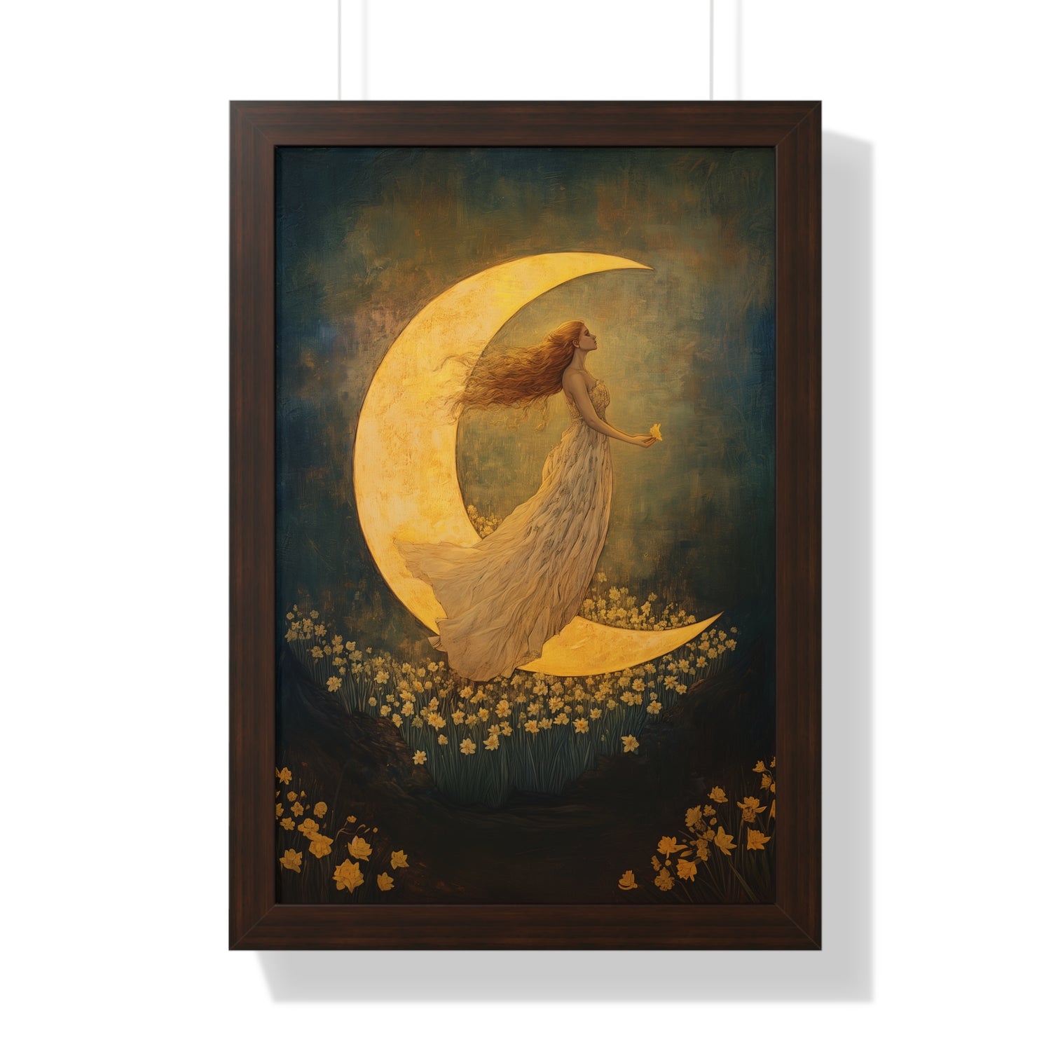 Framed Paper Print - Moonlit Dreamer with Daffodils