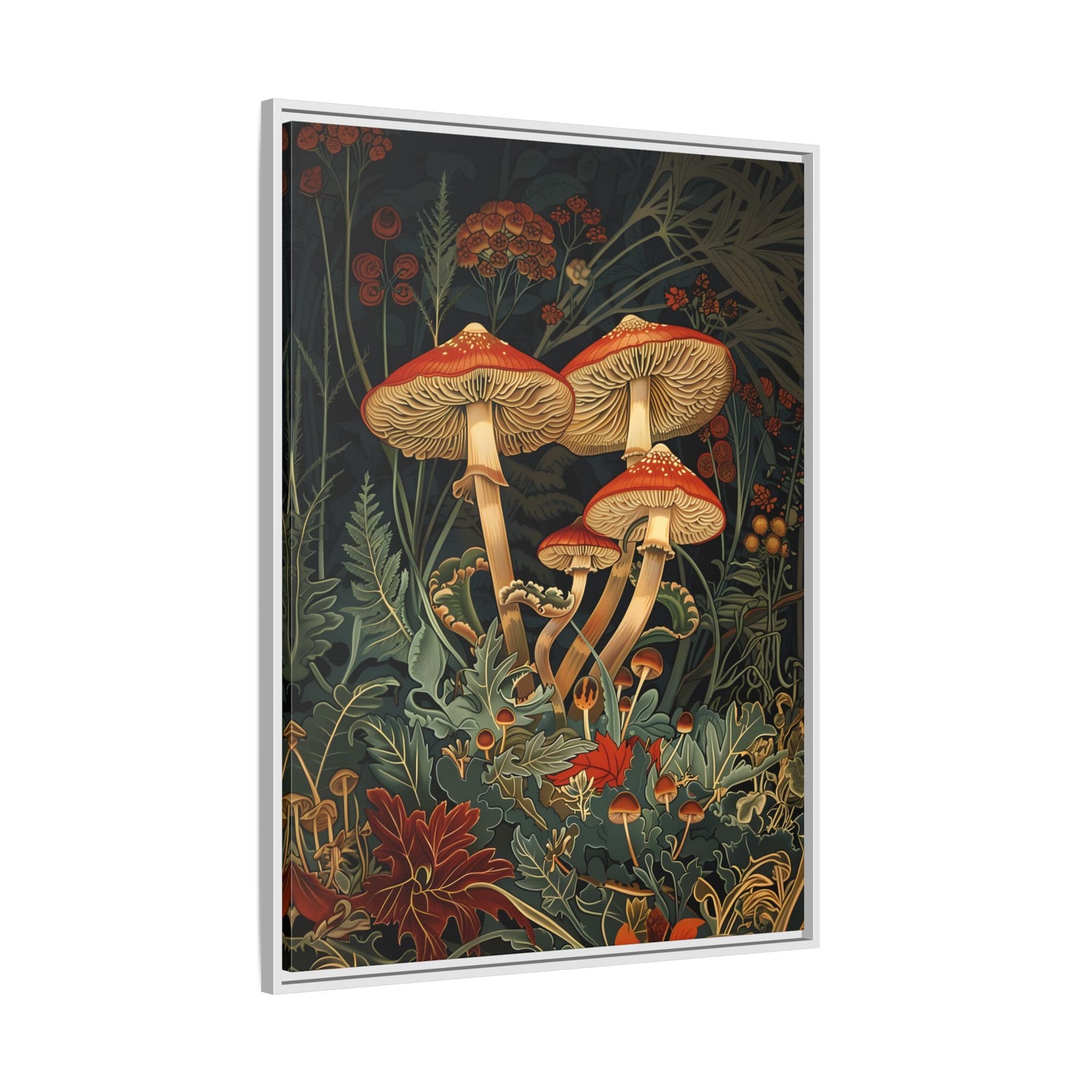 Framed Canvas - Elegant Mushroom Reverie