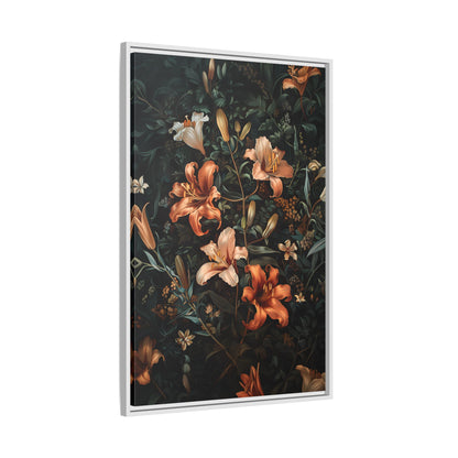 Framed Canvas - Elegant Blooming Lilies