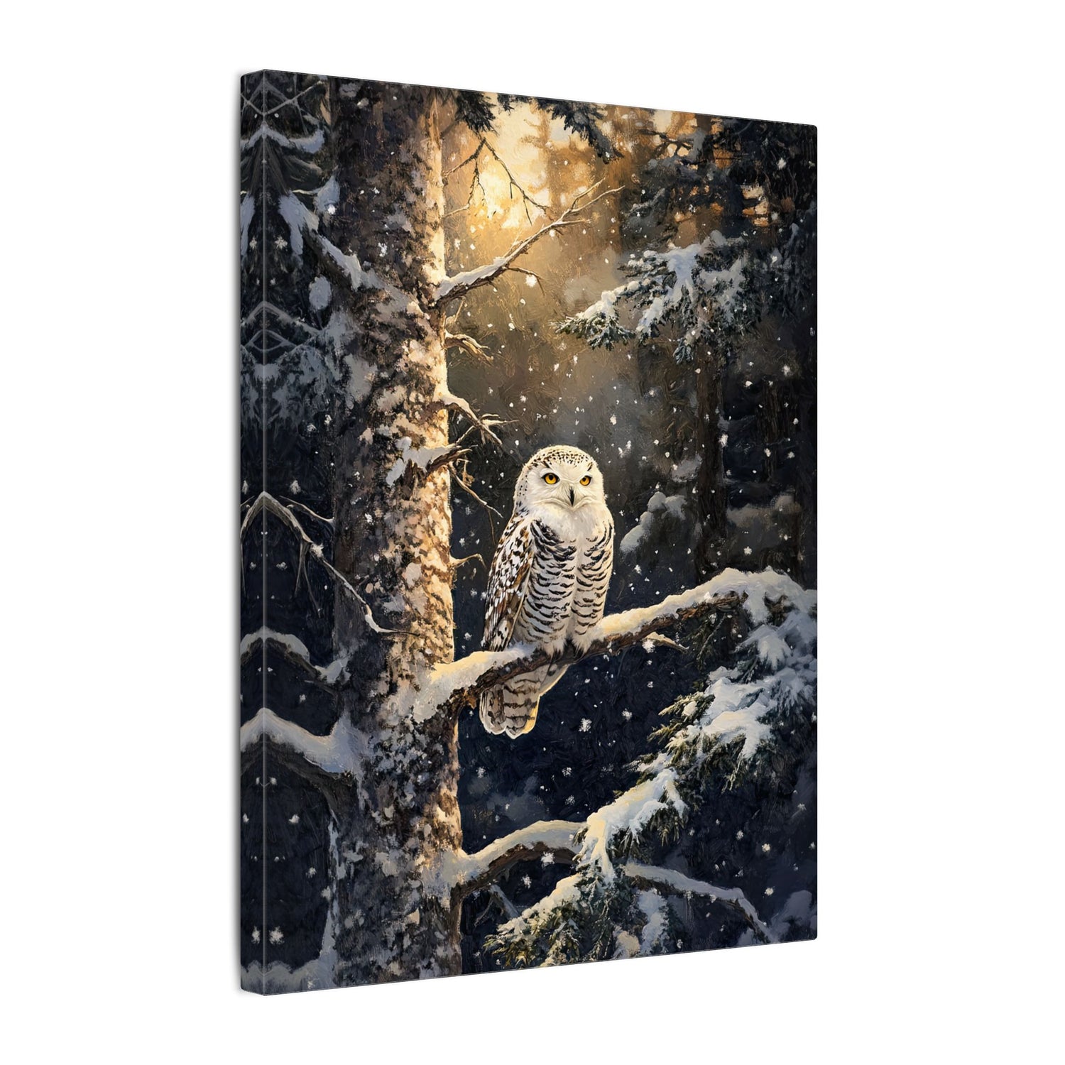 .75" Matte Canvas - Silent Gaze Snow Owl