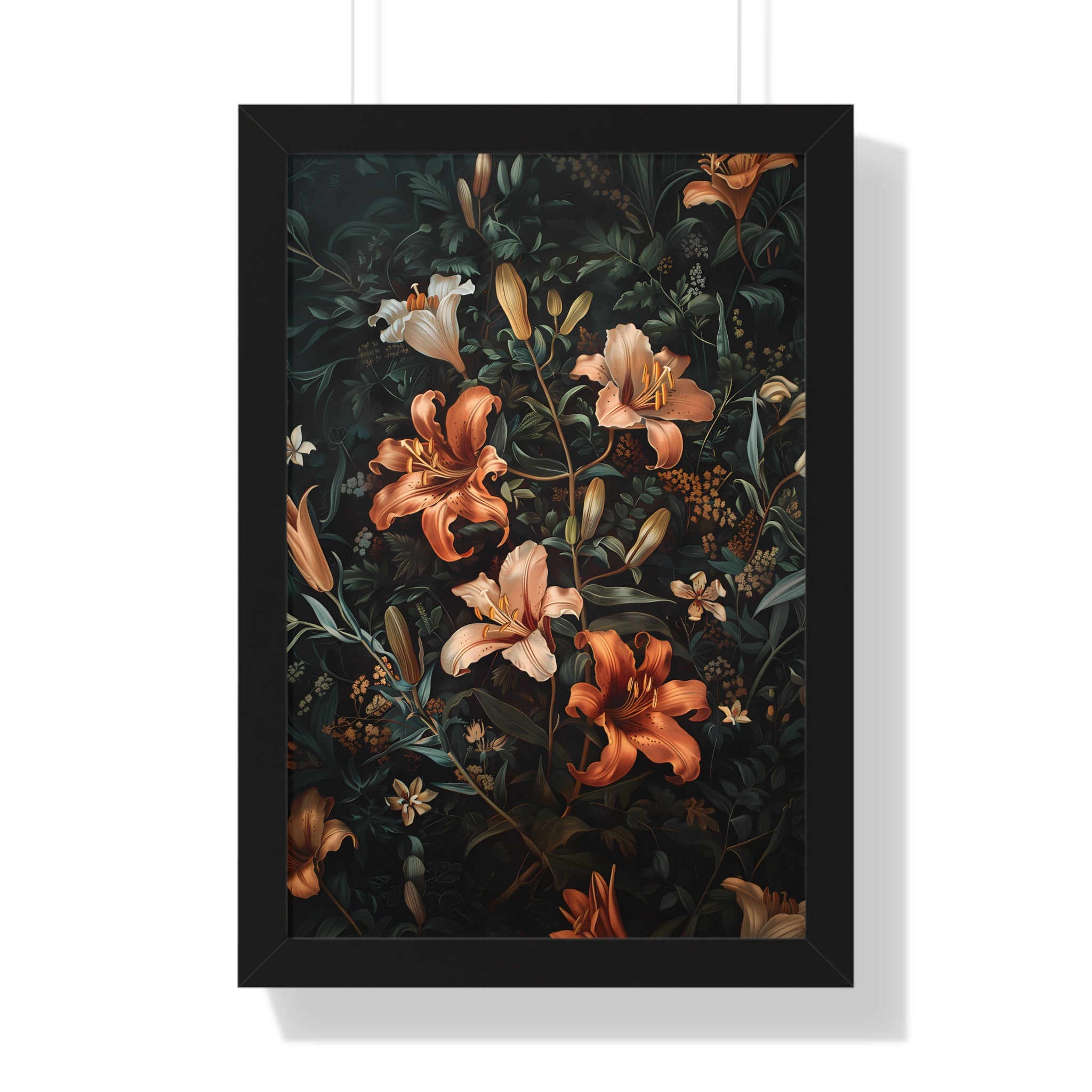 Framed Paper Print - Elegant Blooming Lilies