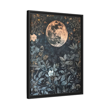 Framed Canvas - Midnight Moonlit Garden
