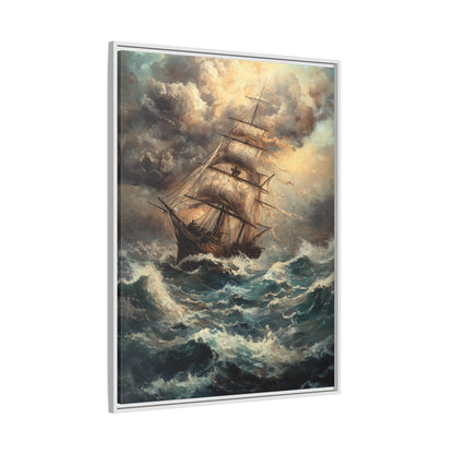 Framed Canvas - Stormy Voyage Sailing Ship