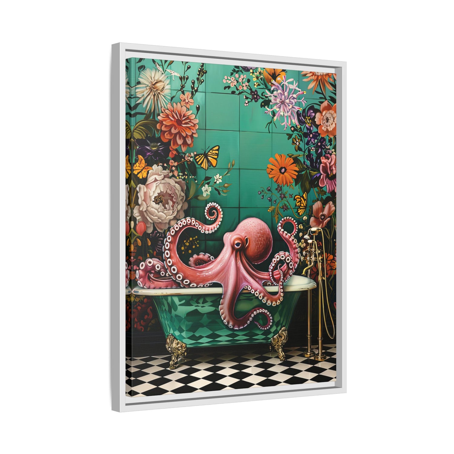 Framed Canvas - Octopus Bath Royale