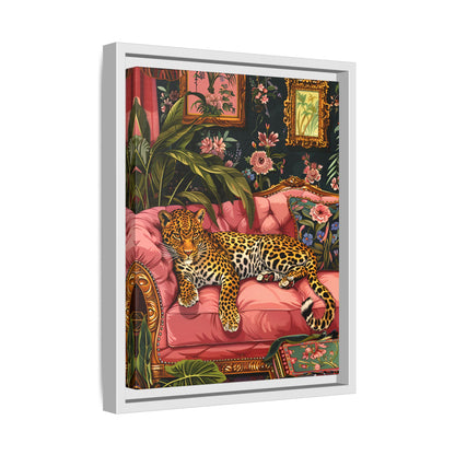 Framed Canvas - Leopard Lounge in Bloom
