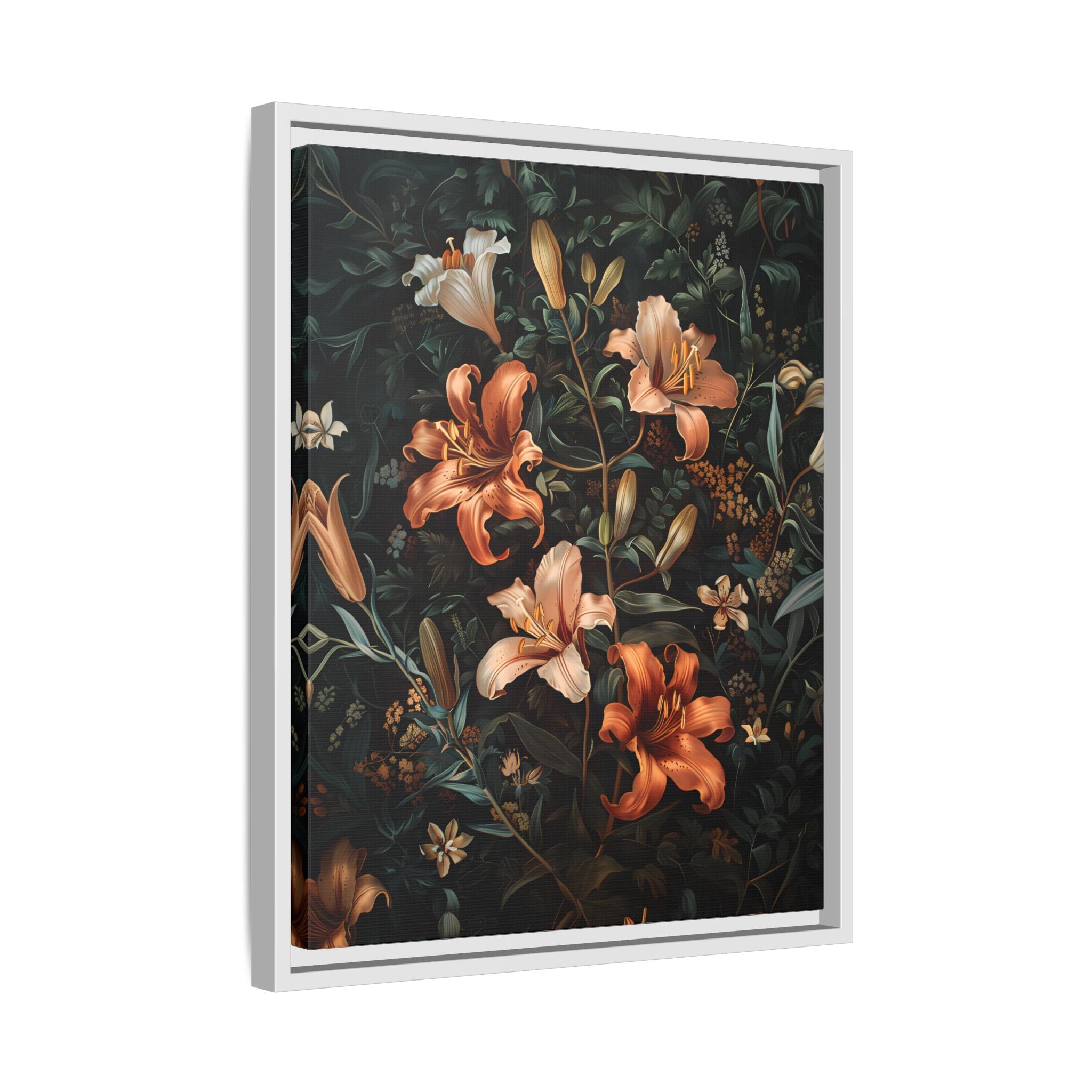 Framed Canvas - Elegant Blooming Lilies