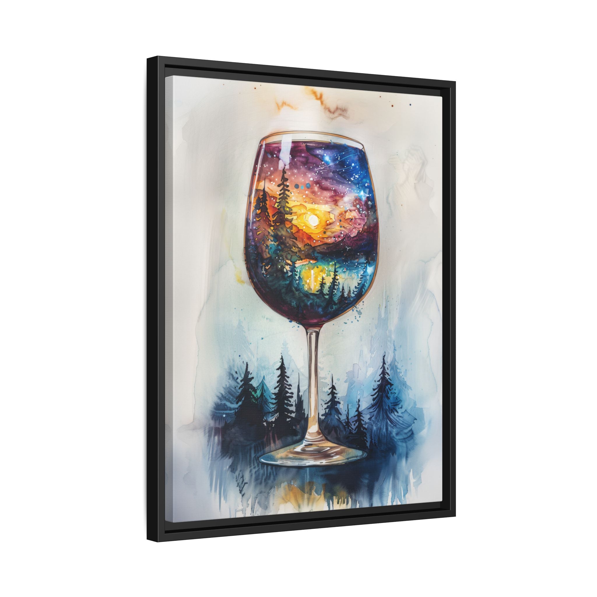 Framed Canvas - Galaxy Within the Wine Glass