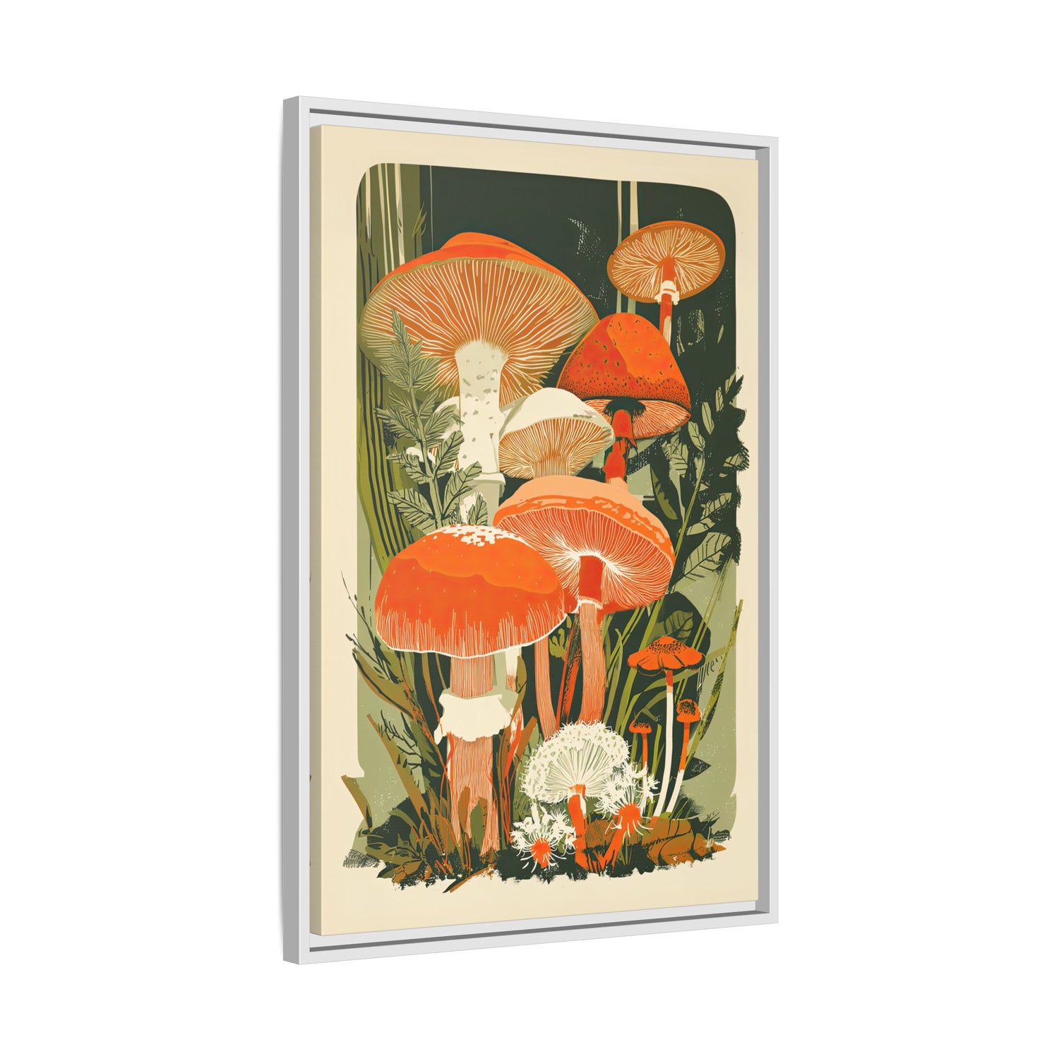 Framed Canvas - Groovy Woodland Mushrooms