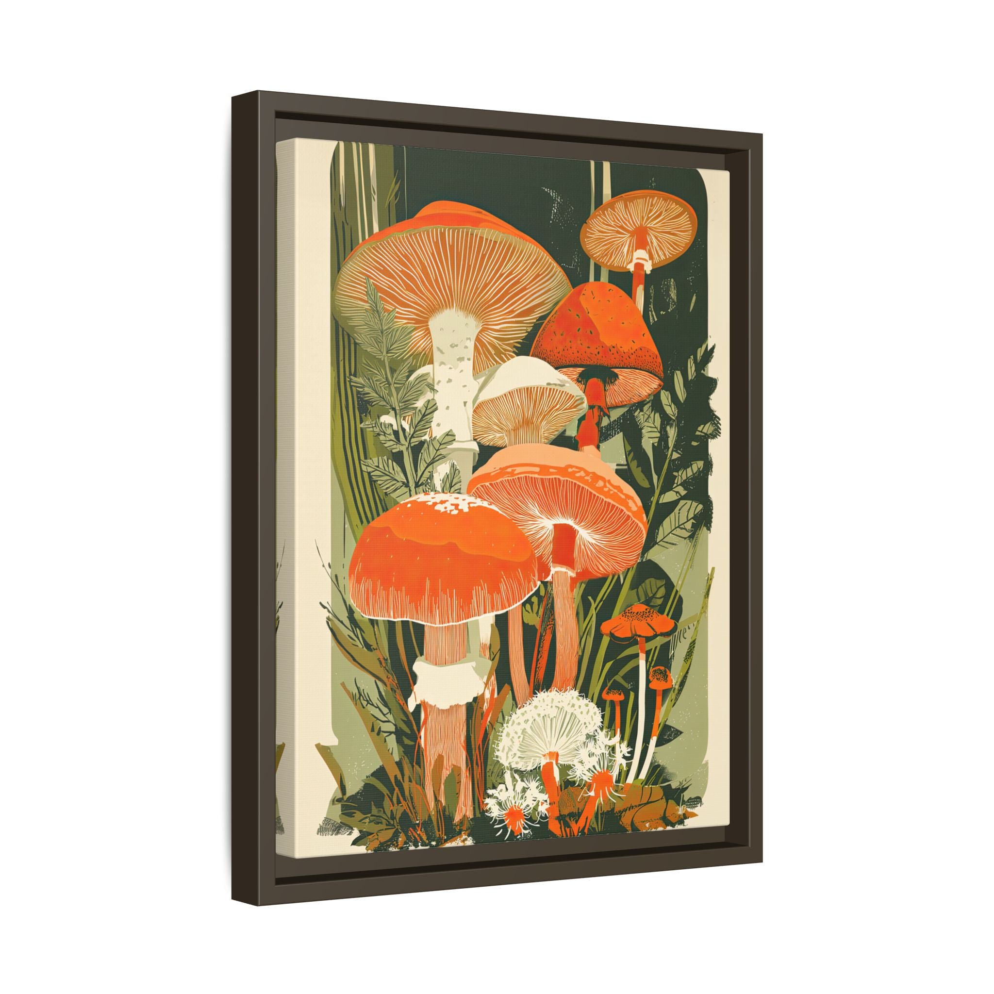 Framed Canvas - Groovy Woodland Mushrooms