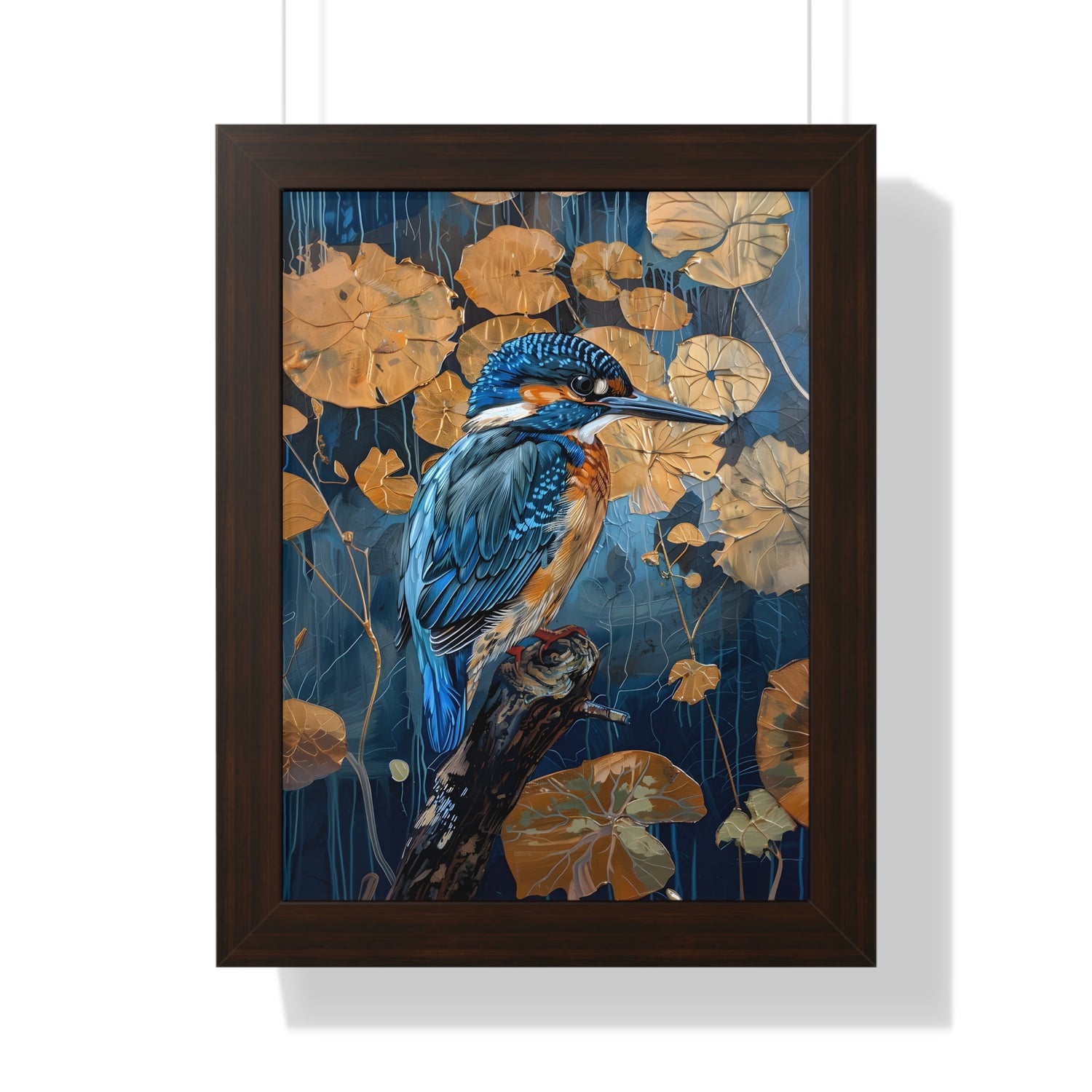 Framed Paper Print - Golden Leaves Kingfisher